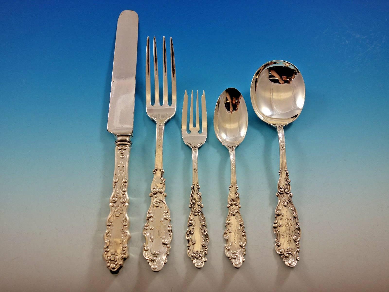 Luxembourg by Gorham Sterling Silver Flatware Set for 12 Service 62 Pcs Dinner In Excellent Condition For Sale In Big Bend, WI