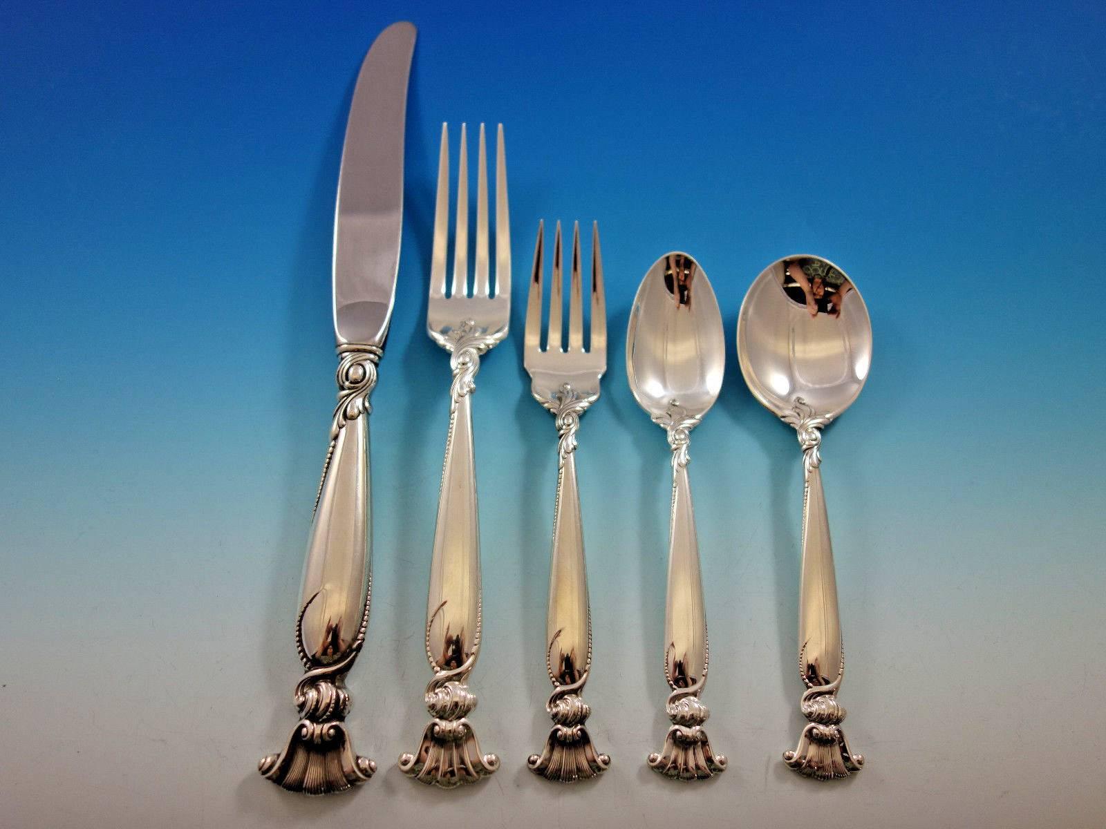 Romance of the Sea by Wallace Sterling Silver Flatware Set Service 40 pcs Dinner In Excellent Condition In Big Bend, WI