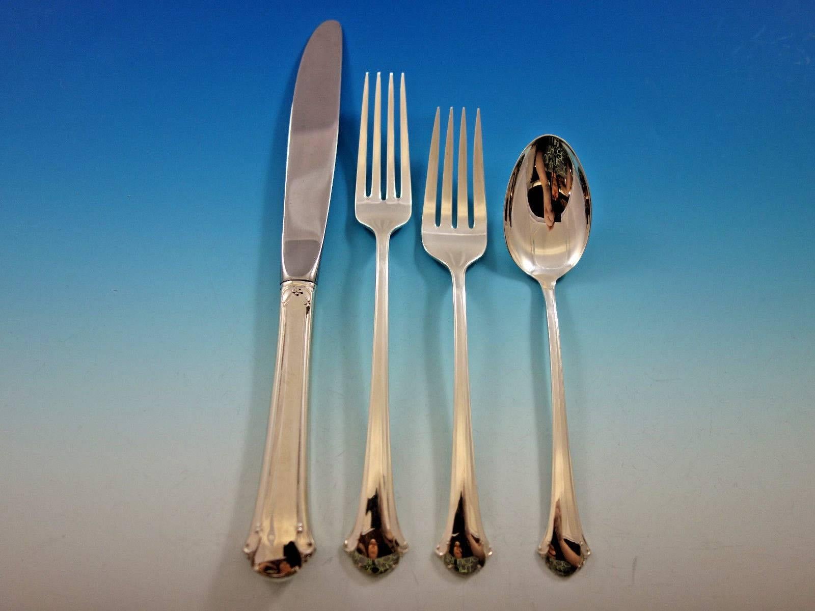 Chippendale by Towle Sterling Silver Flatware Set 6 Service Luncheon 24 Pieces In Excellent Condition For Sale In Big Bend, WI