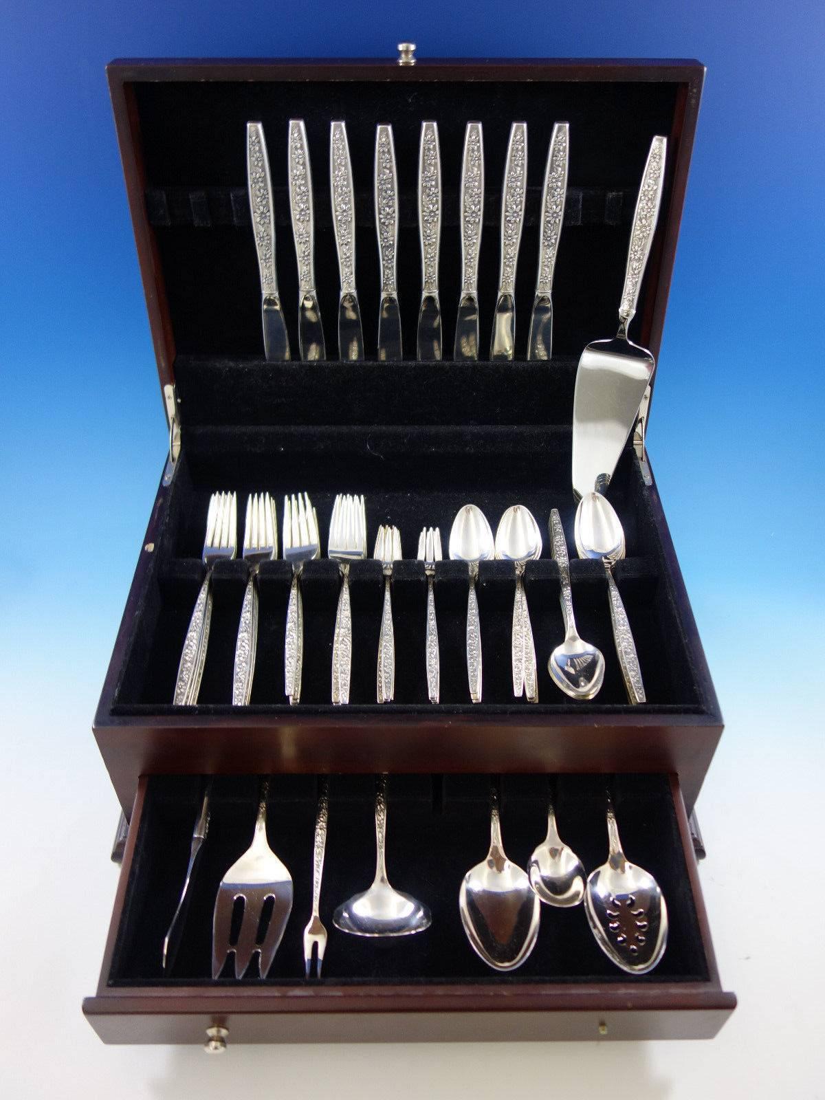 Meadow song by Towle Sterling silver flatware set, 56 pieces. This set includes: 

Eight knives, 9 1/8