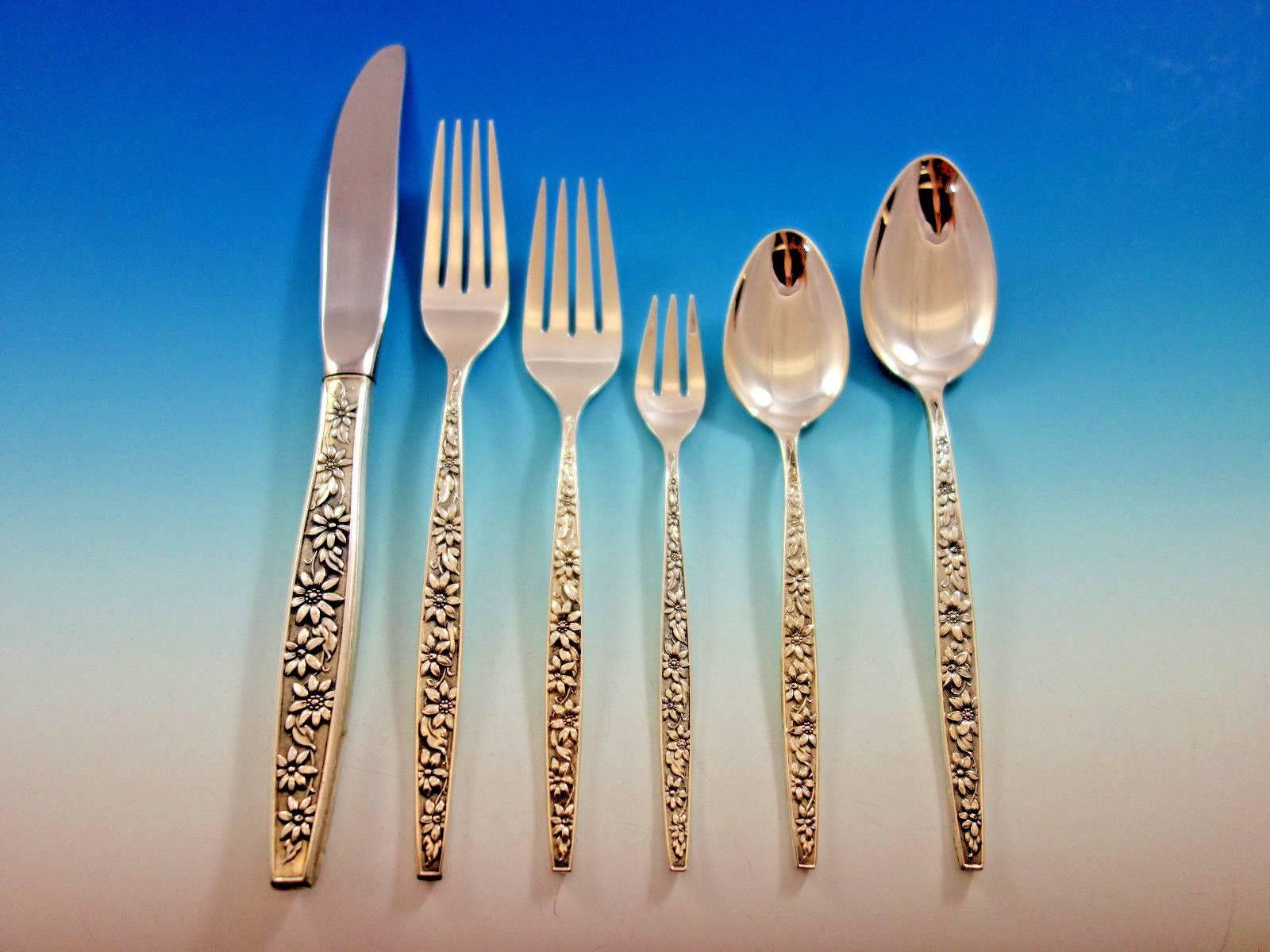 Meadow Song by Towle Sterling Silver Flatware Set of Eight Service 56 Pcs In Excellent Condition In Big Bend, WI