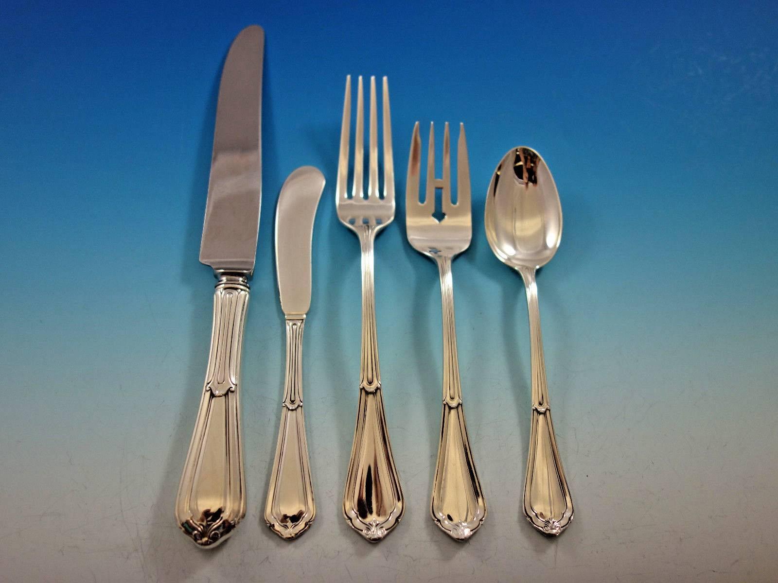 La Salle by Dominick and Haff Sterling Silver Flatware Set 12 Service 69 Pcs In Excellent Condition For Sale In Big Bend, WI