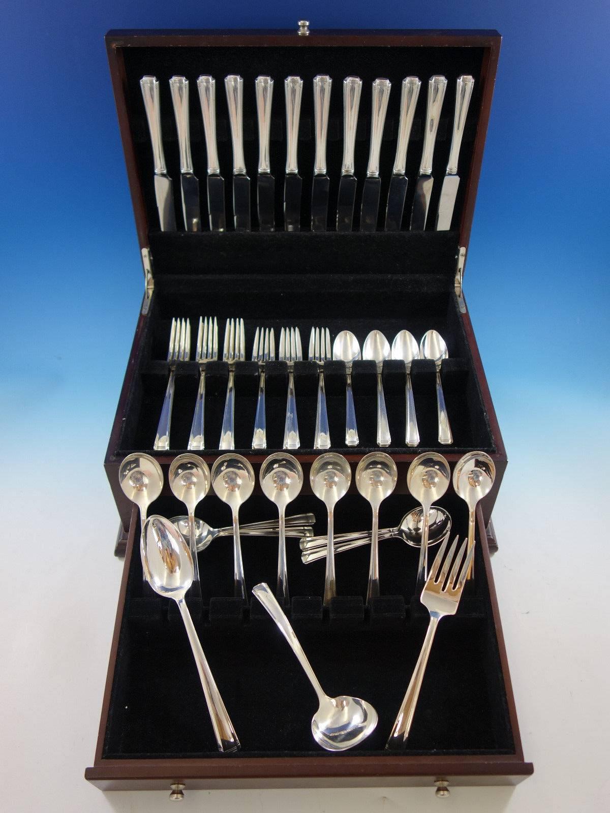 John and Priscilla by Westmorland sterling silver flatware set of 63 pieces. This set includes: 

12 knives, 9