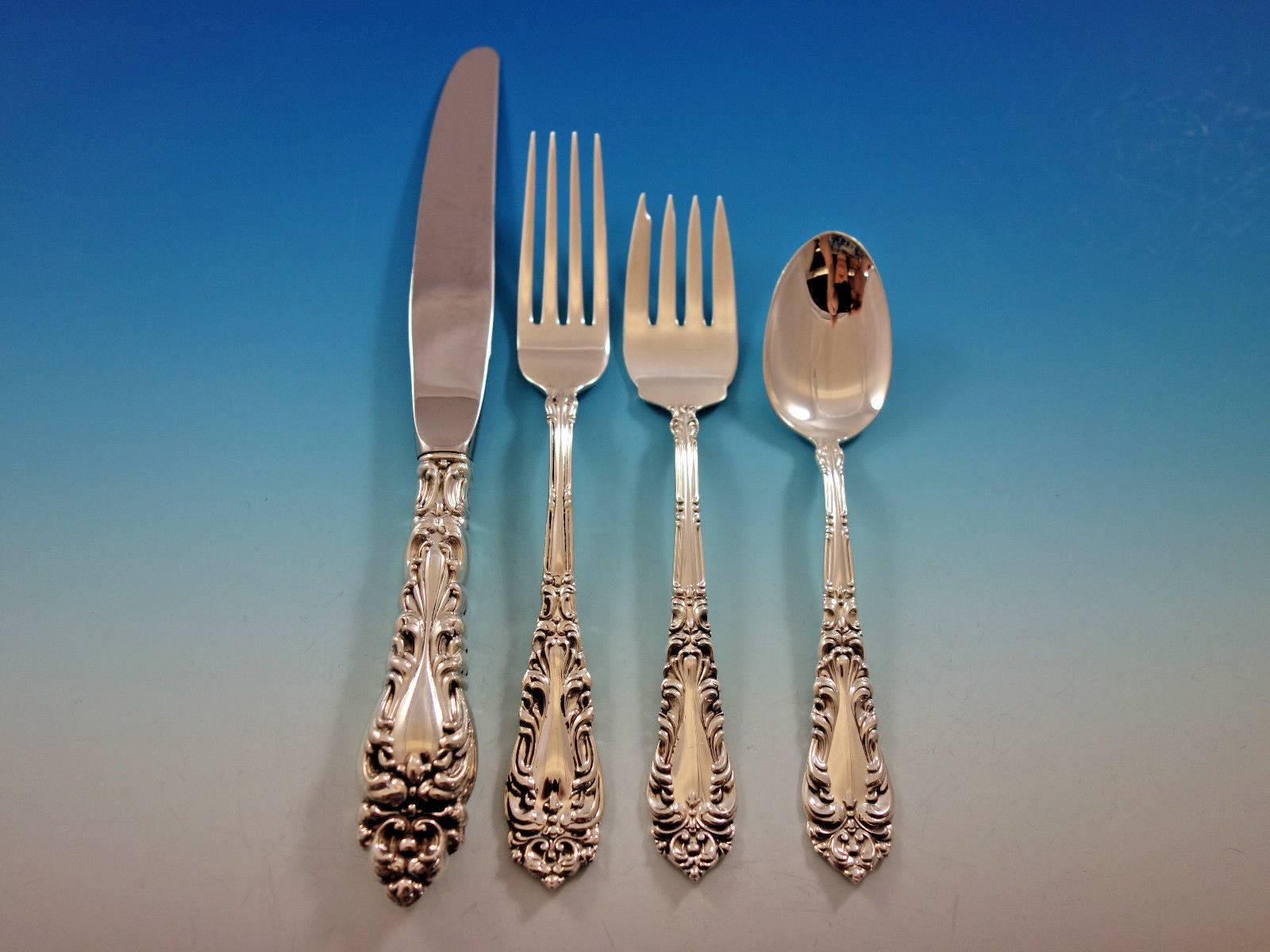 Athene Crescendo by Stuart / Amston Sterling Silver Flatware Set 8 Service 35-Pc In Excellent Condition In Big Bend, WI