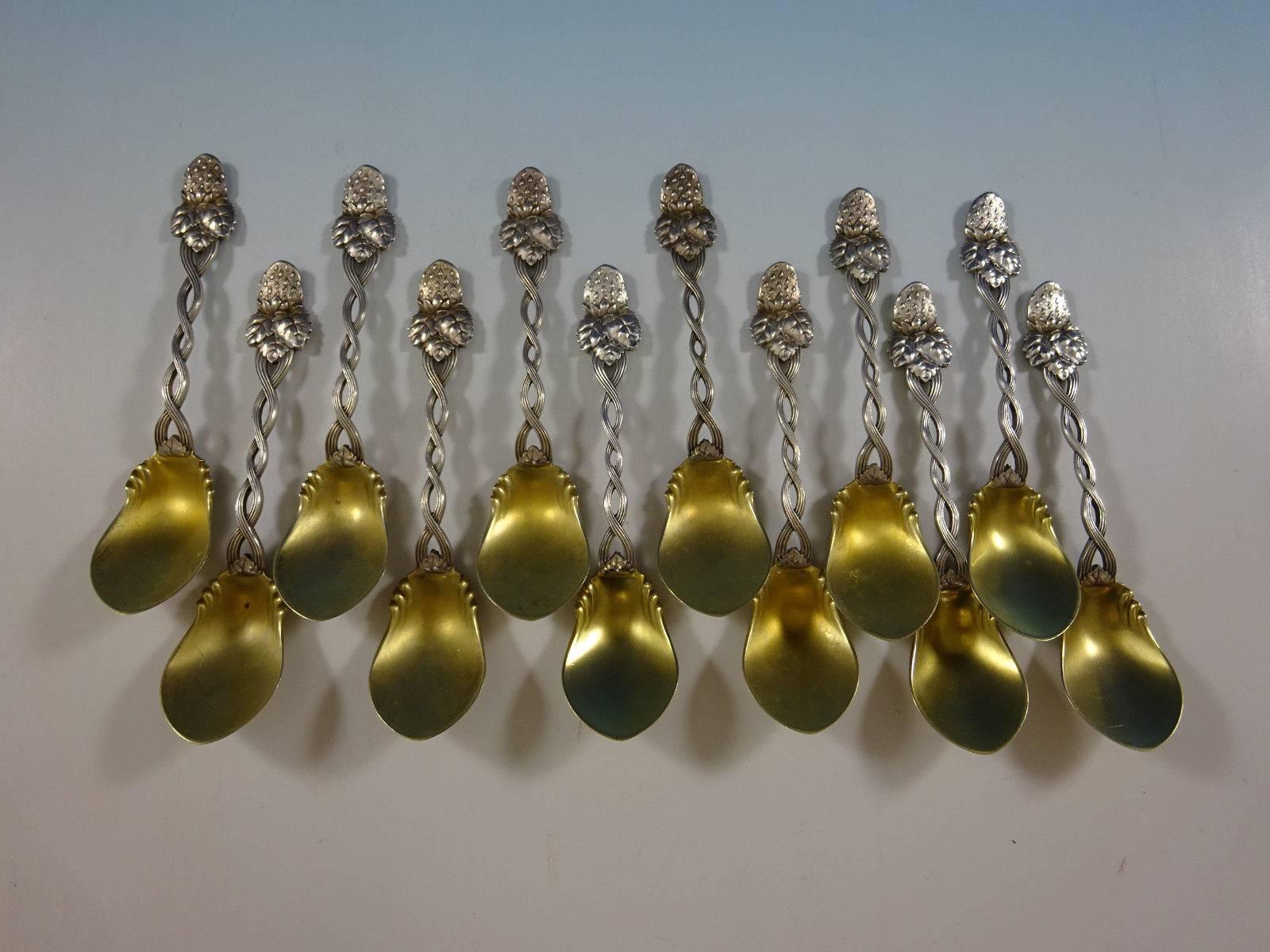 Strawberry Vine by Tiffany and Co. Sterling Silver Flatware Set Ice Cream 24 Pcs In Excellent Condition In Big Bend, WI