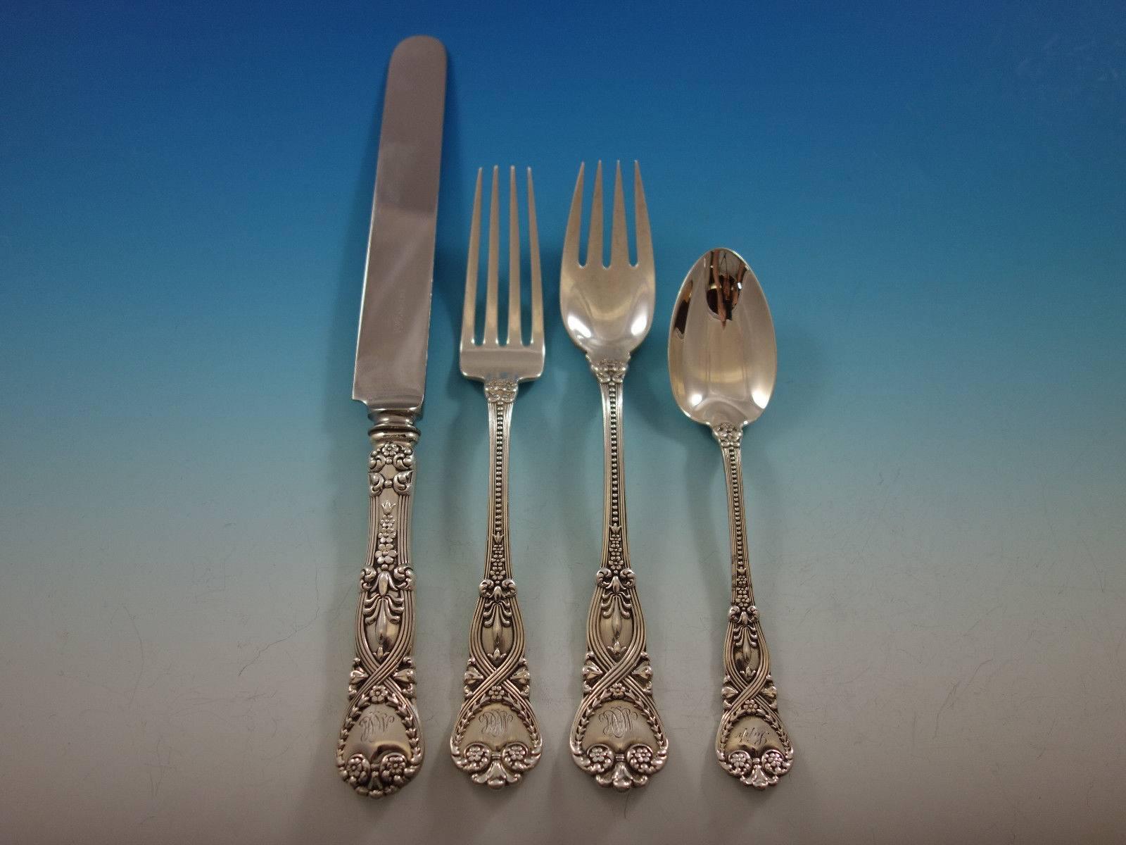 Saint James by Tiffany Co Sterling Silver Flatware Set Service 115 Pcs Dinner In Excellent Condition In Big Bend, WI