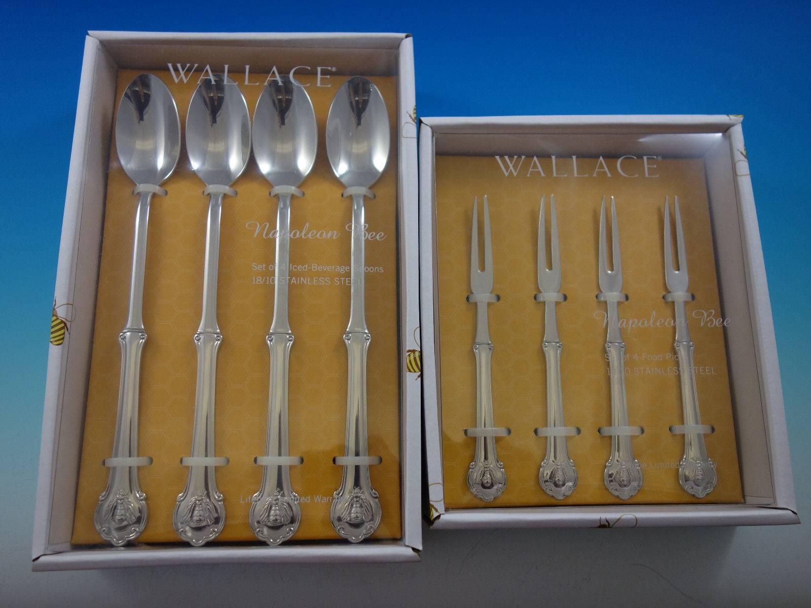 Stainless Steel Wallace Napoleon Bee Service for Twelve 18/10 Stainless Flatware Set 108 PCS New