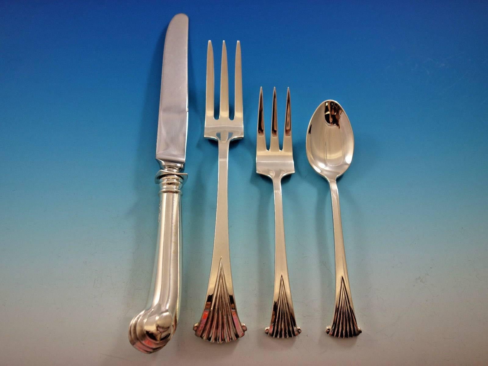 Onslow by Tuttle Sterling Silver Flatware 12 Service Set Dinner Size, 48 Pieces In Excellent Condition For Sale In Big Bend, WI