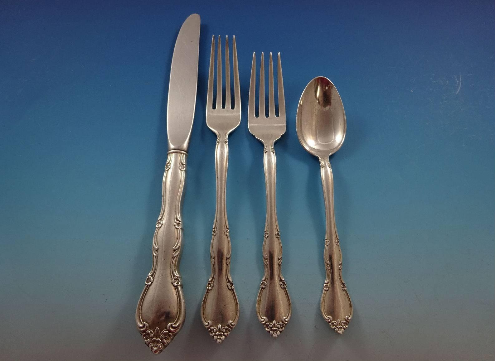 Rose Tiara by Gorham Sterling Silver Flatware Set Service 46 Pieces In Excellent Condition For Sale In Big Bend, WI