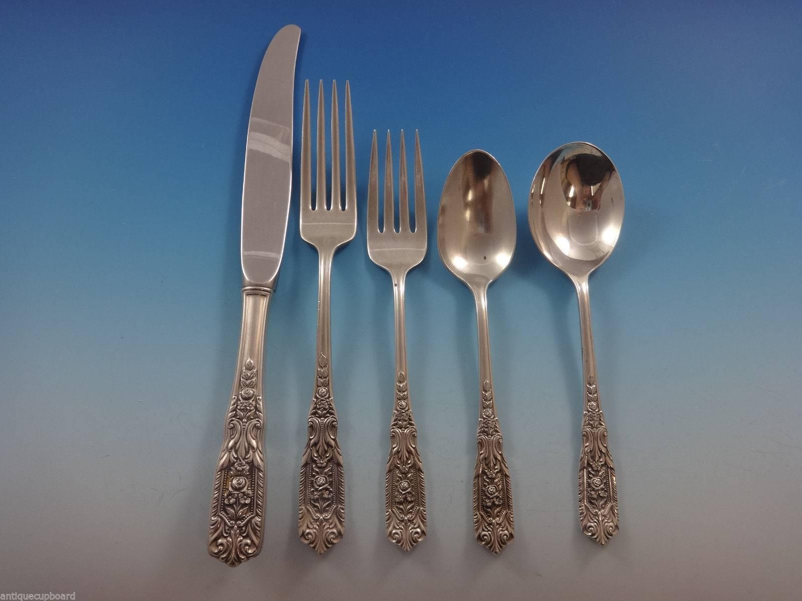 Milburn Rose by Westmorland - Set di posate in argento sterling per 12 persone - Servizio da 61 pezzi In condizioni ottime in vendita a Big Bend, WI