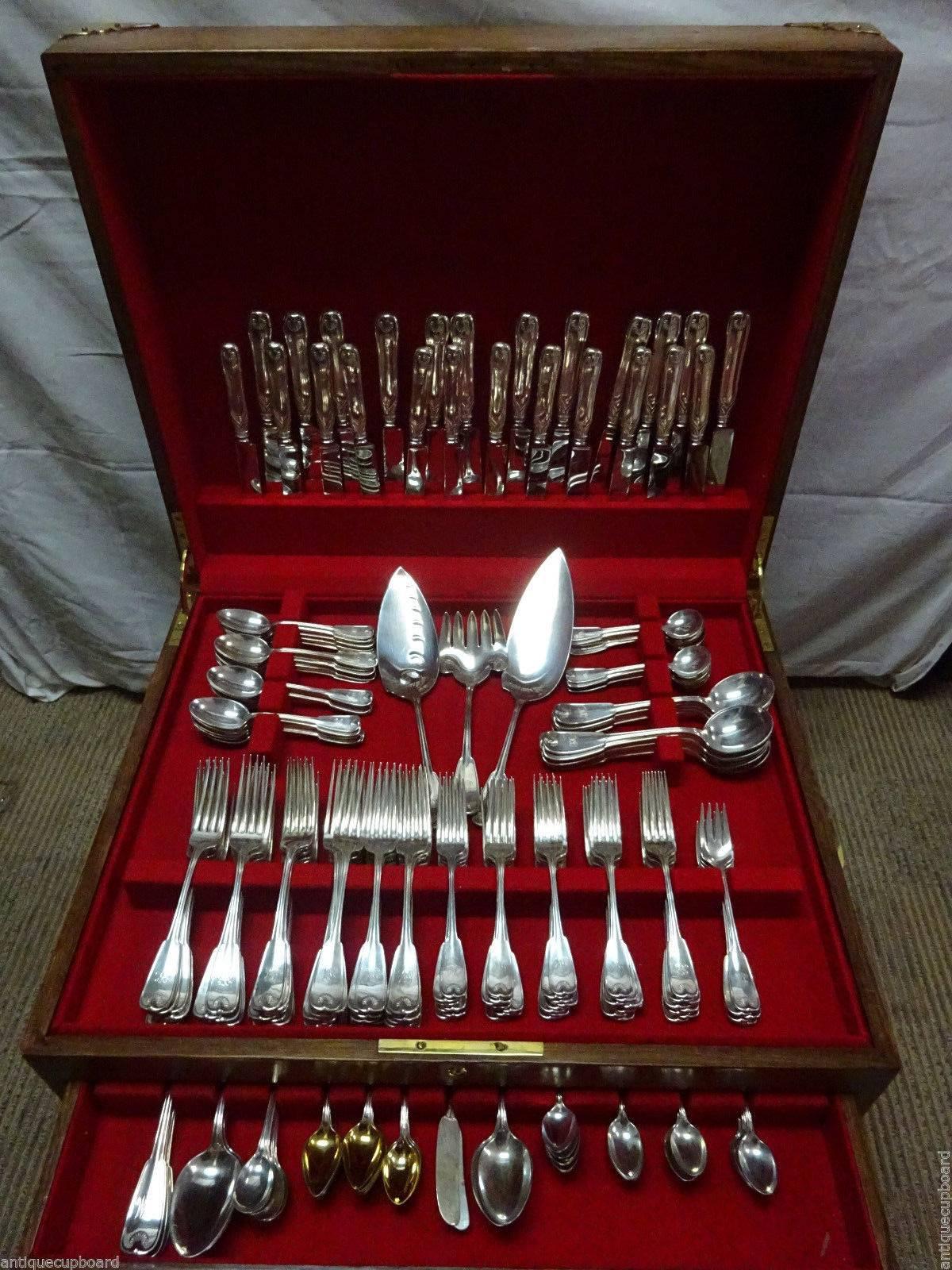 Palm by Tiffany and Co. Sterling Silver Flatware Set Dinner Service 281 Pieces In Excellent Condition In Big Bend, WI
