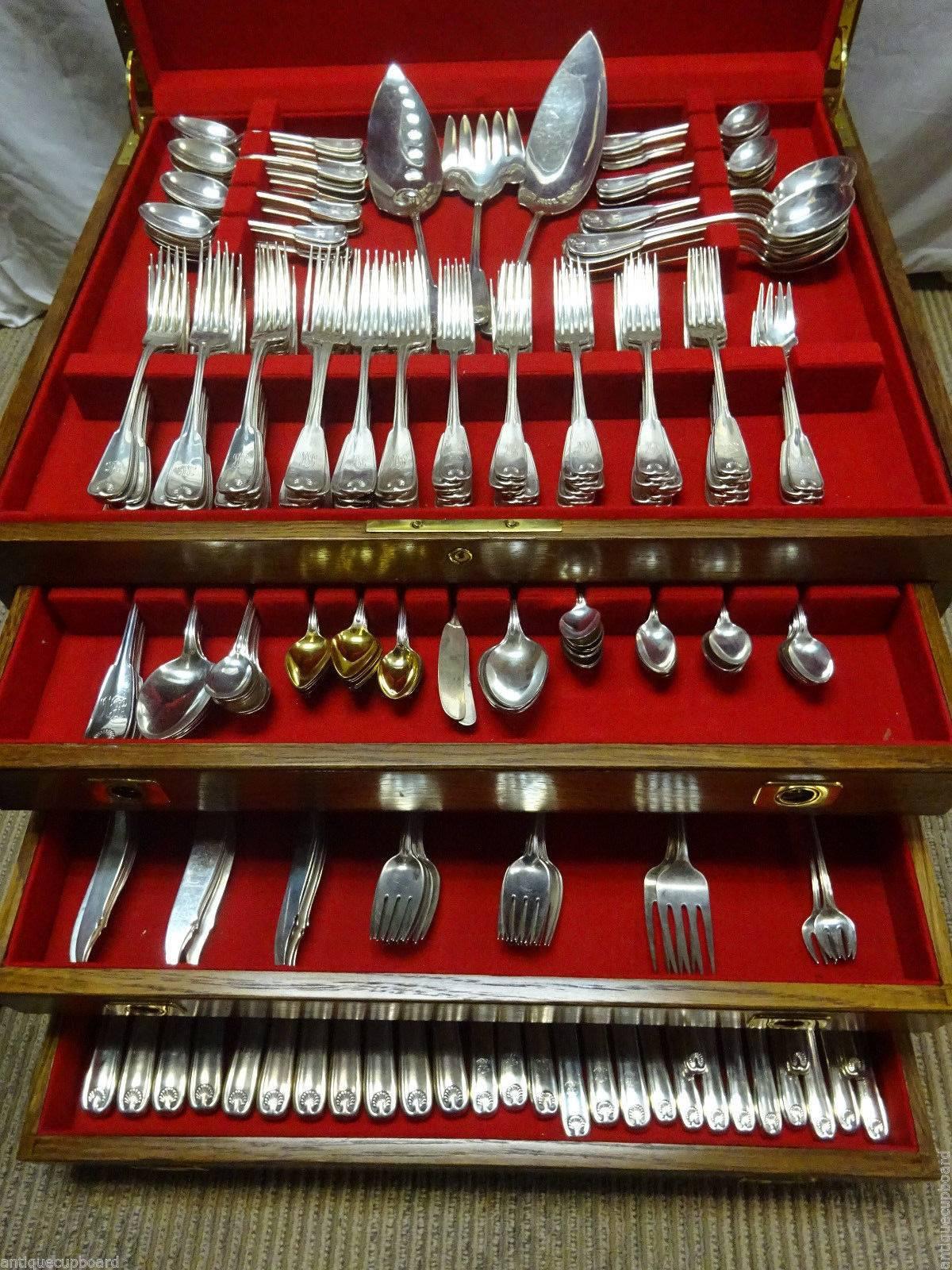19th Century Palm by Tiffany and Co. Sterling Silver Flatware Set Dinner Service 281 Pieces