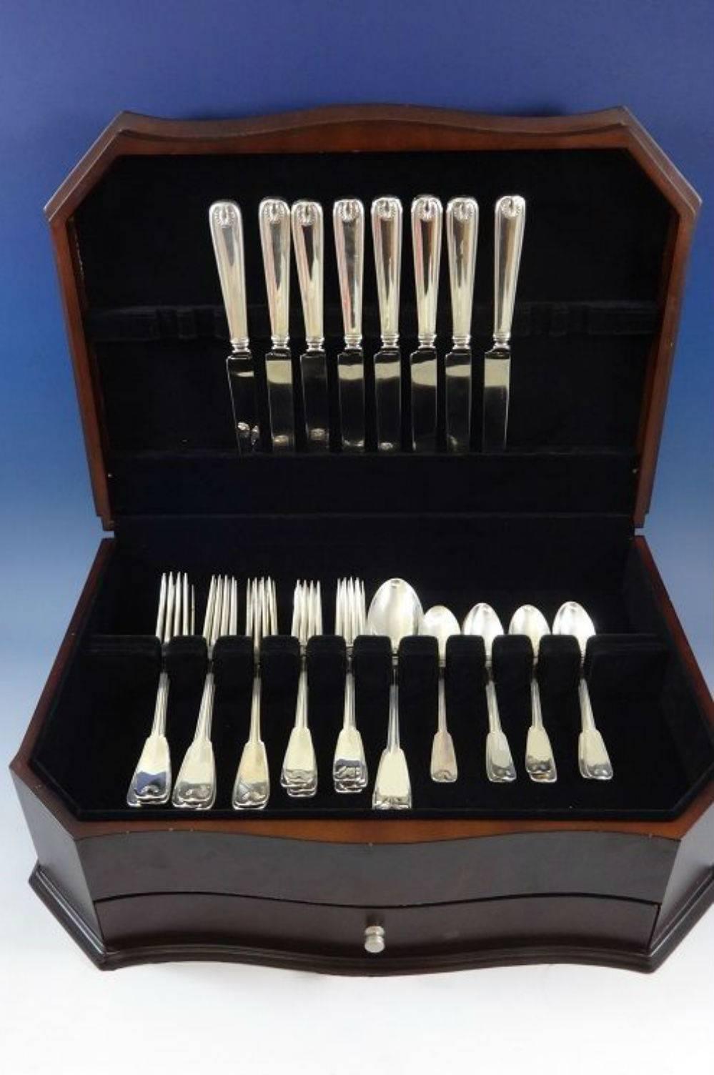 Palm by Tiffany & Co. sterling silver flatware set, 33 pieces. This set includes: 

Eight dinner size knives with stainless blades, 10 1/8
