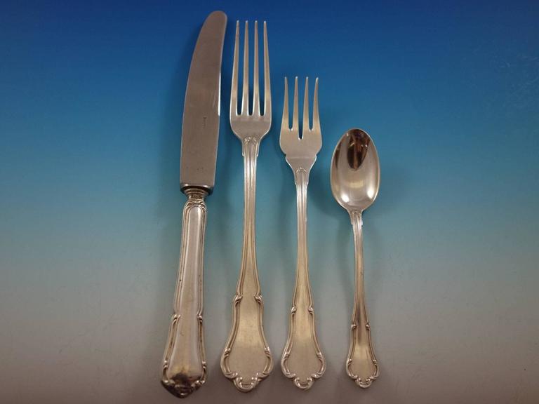 Baroque Aka Barock by Koch & Bergfeld Germany 800 Silver Flatware Set Service In Excellent Condition For Sale In Big Bend, WI