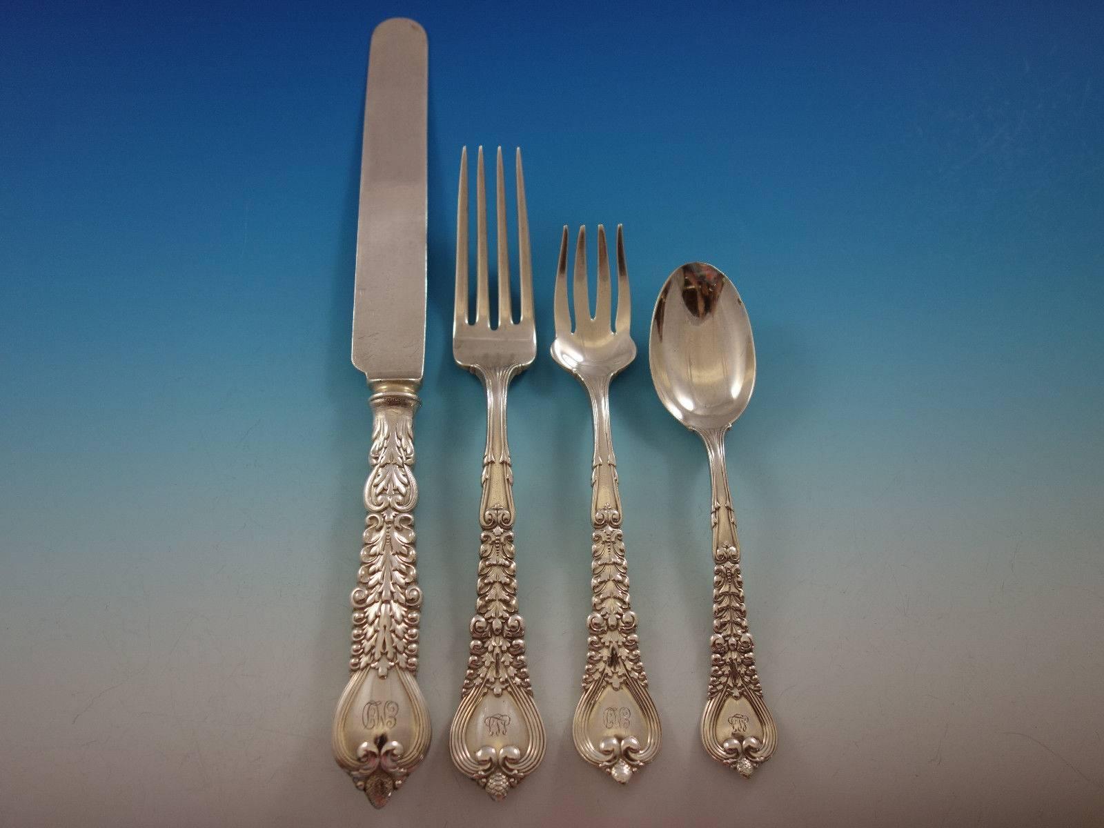 Florentine by Tiffany and Co. Sterling Silver Flatware Set Service 240 Pieces In Excellent Condition In Big Bend, WI
