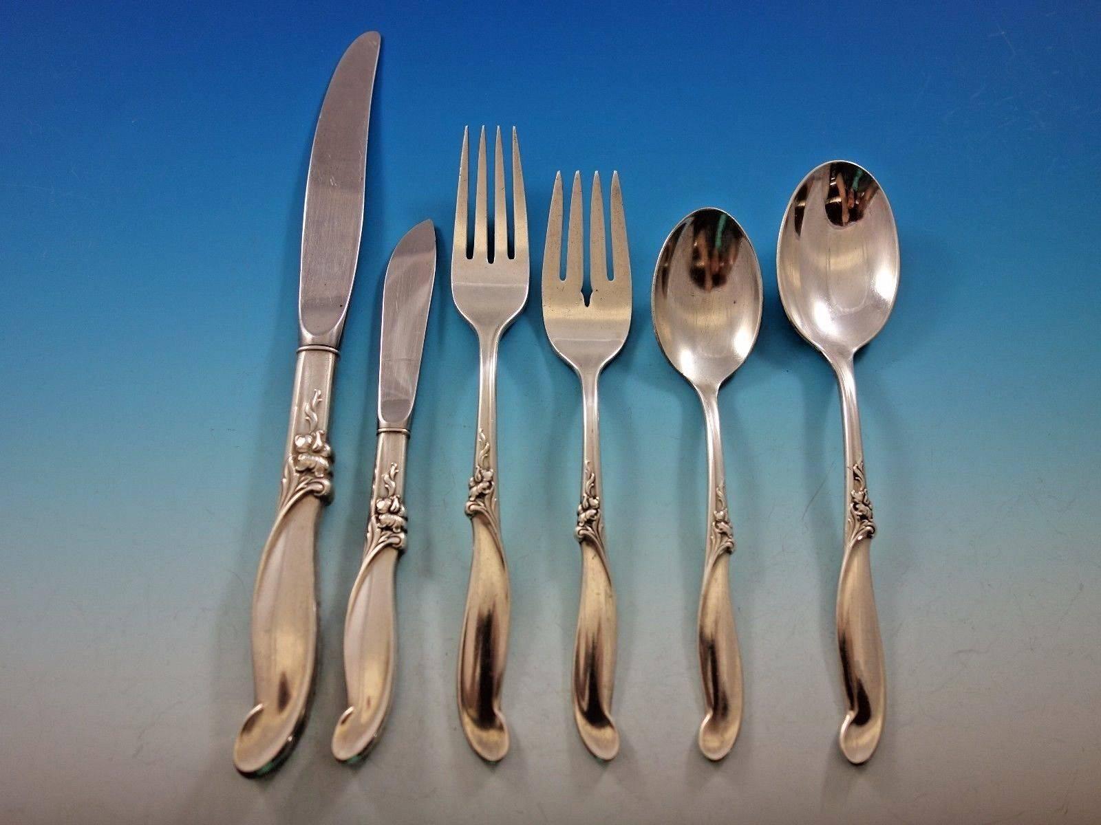 Silver Melody by International Sterling Silver Flatware Set for 8 Service 53 Pcs In Excellent Condition For Sale In Big Bend, WI
