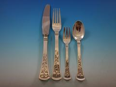 Orchidee von W & S Sorensen Sterlingsilber-Besteck-Set für das Abendessen, 48 Teile