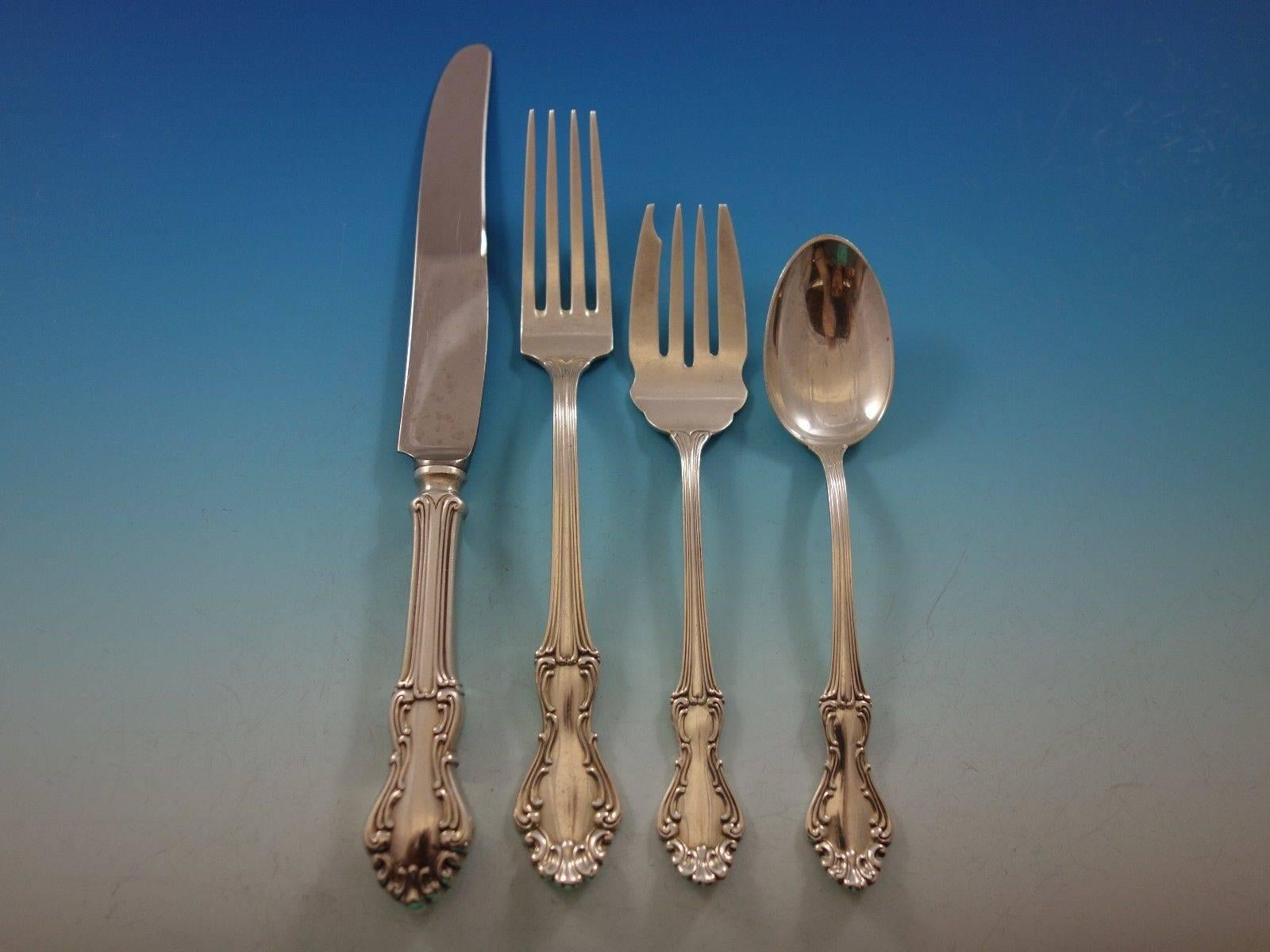 Princess Elizabeth by National Sterling Silver Flatware Set 8 Service 62 Pieces In Excellent Condition For Sale In Big Bend, WI