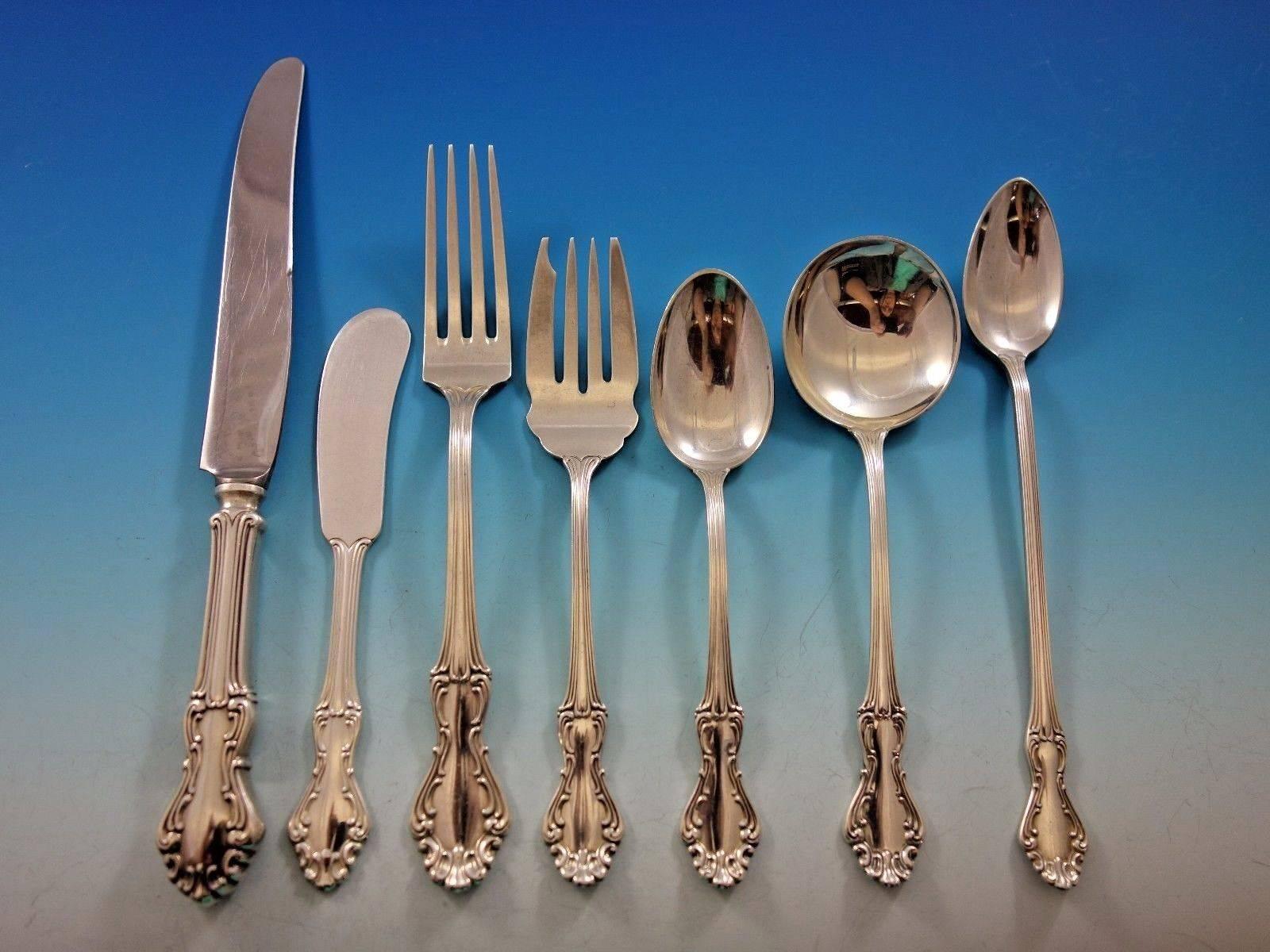 20th Century Princess Elizabeth by National Sterling Silver Flatware Set 8 Service 62 Pieces For Sale