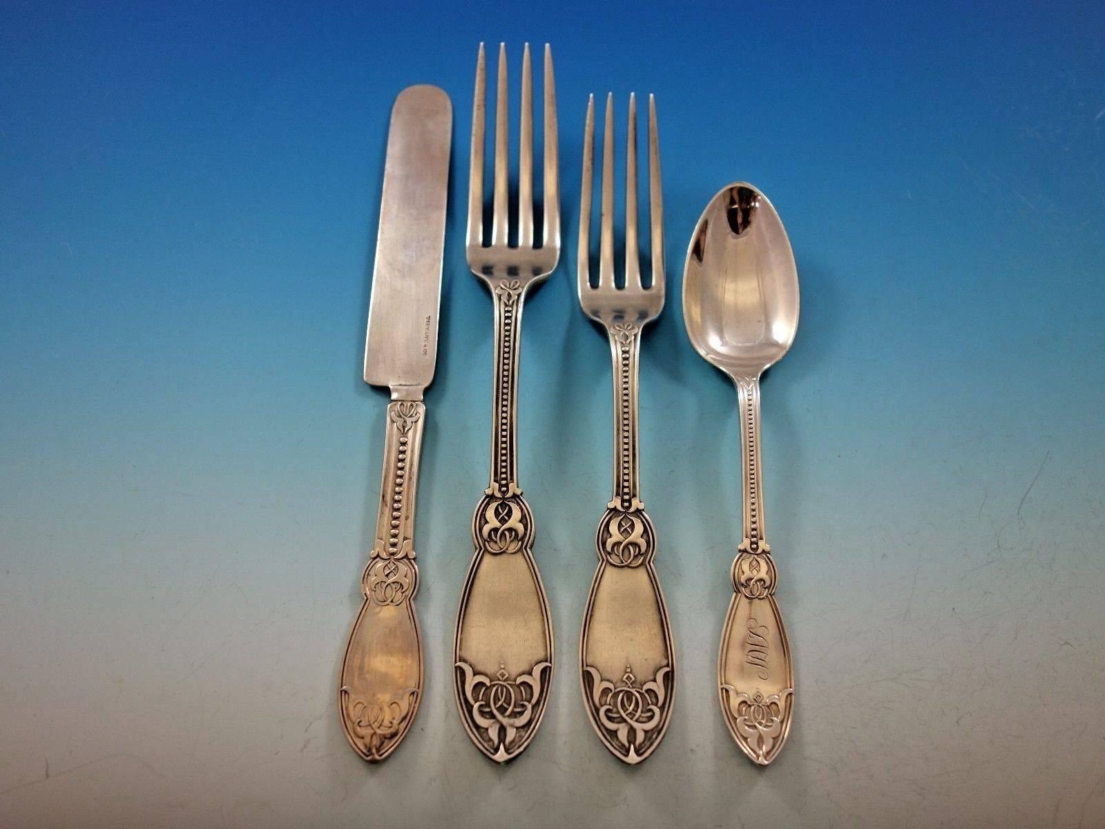 Oriental by John Polhamus Shiebler Sterling Silver Flatware Set 8 Service 52 Pcs In Excellent Condition In Big Bend, WI