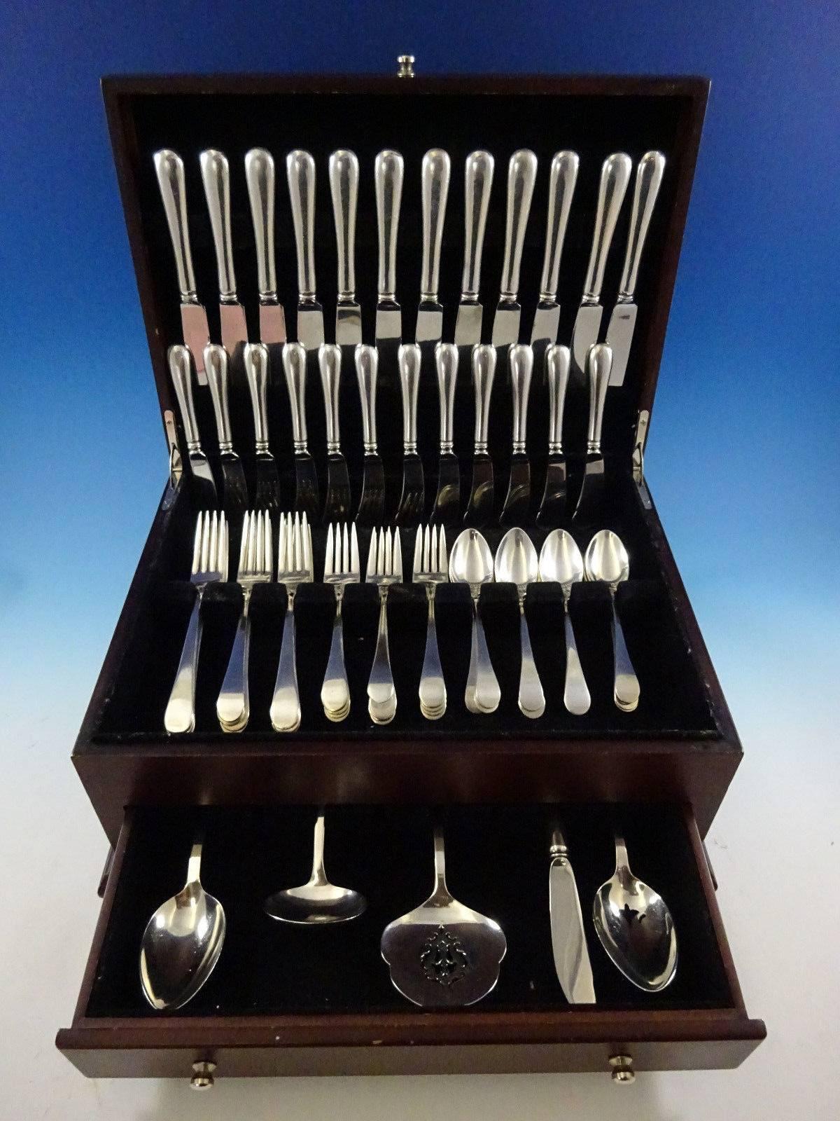 Hannah Hull by Tuttle sterling silver flatware set of 65 pieces. This set includes: 12 Knives, 8 7/8