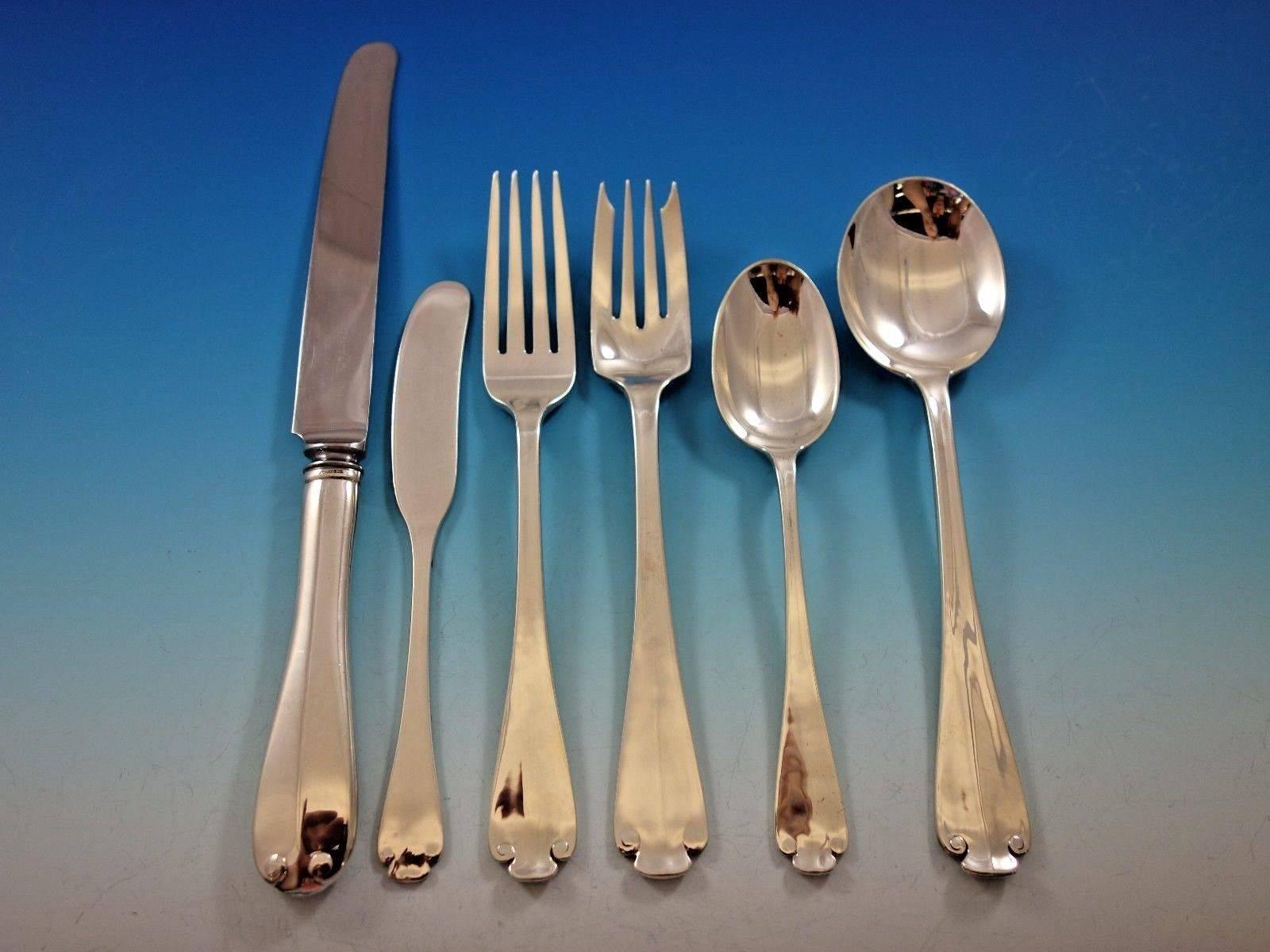 Flemish by Tiffany & Co. sterling silver flatware set of 50 pieces. This set includes: 

Eight knives, 9 1/4