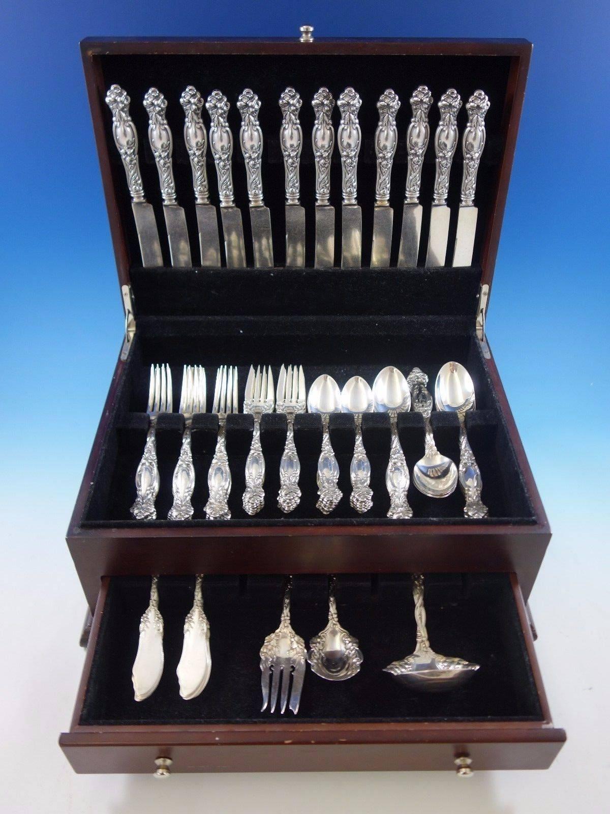 Frontenac by International sterling silver flatware set, 75 pieces. This set includes: 

12 knives, 8 7/8