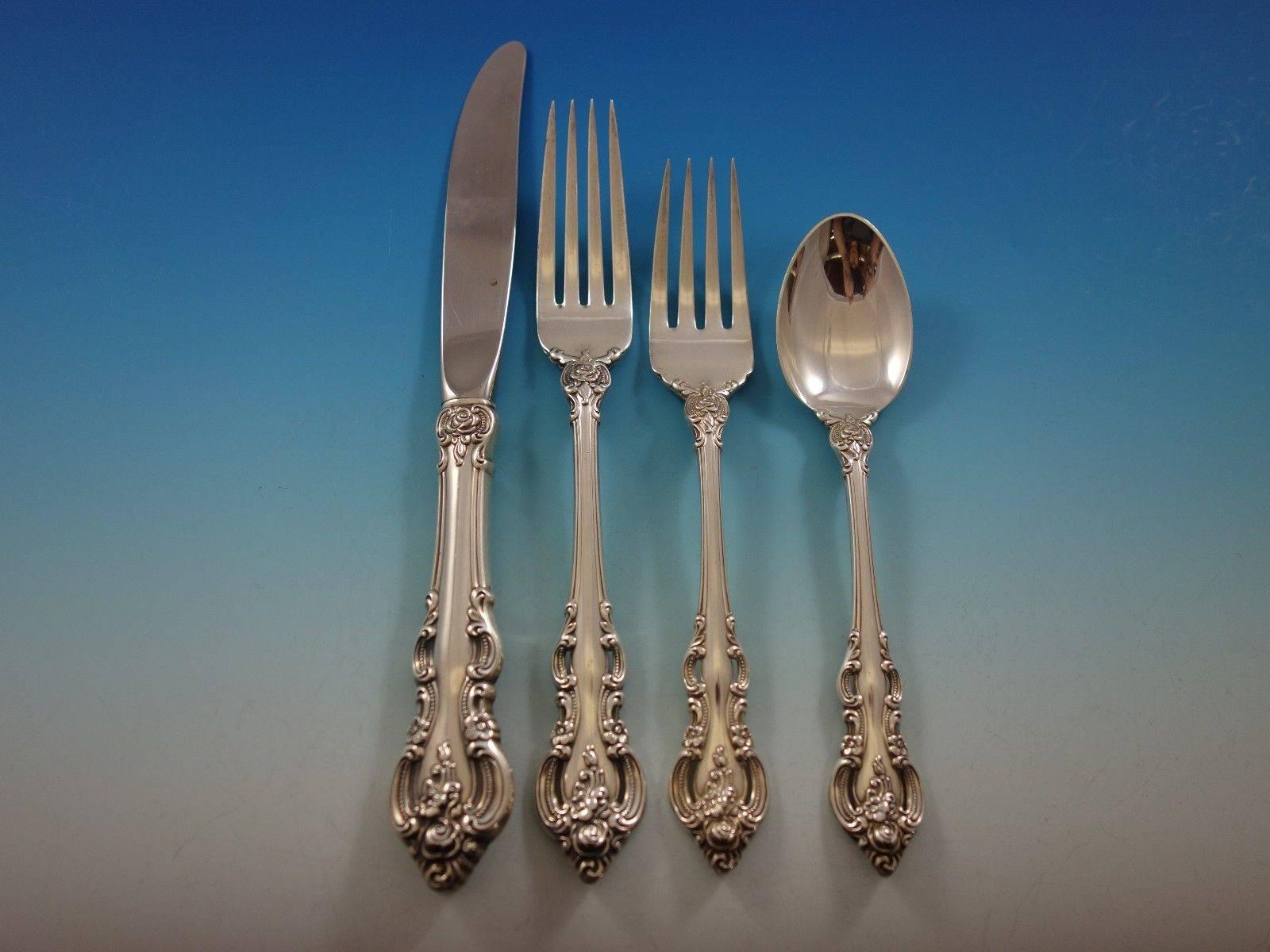 El Grandee by Towle Sterling Silver Flatware Set for Eight Service 63 Pieces In Excellent Condition For Sale In Big Bend, WI