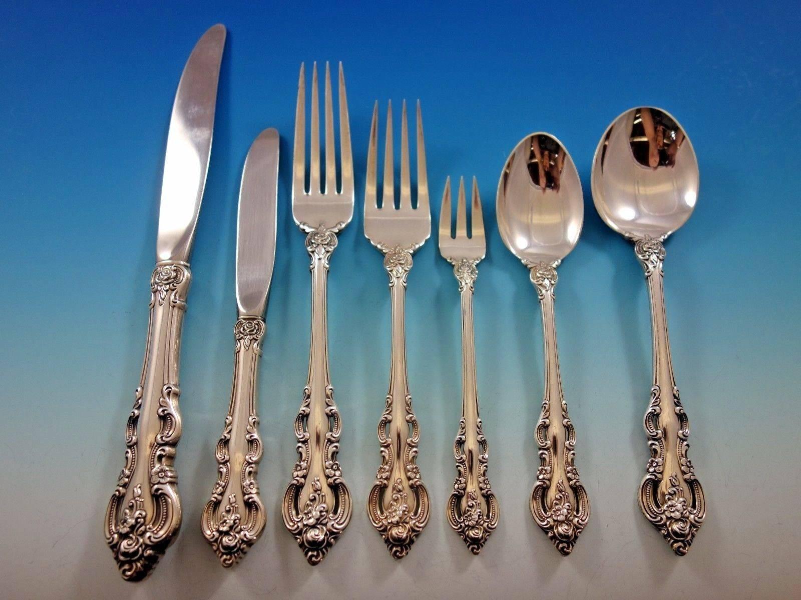 20th Century El Grandee by Towle Sterling Silver Flatware Set for Eight Service 63 Pieces For Sale