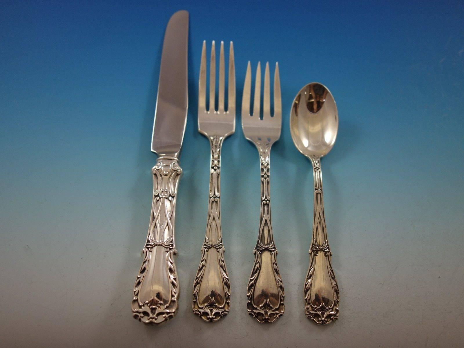 Quadrille by Kirk Sterling Silver Flatware Set for 6 Service 35 Pieces In Excellent Condition For Sale In Big Bend, WI