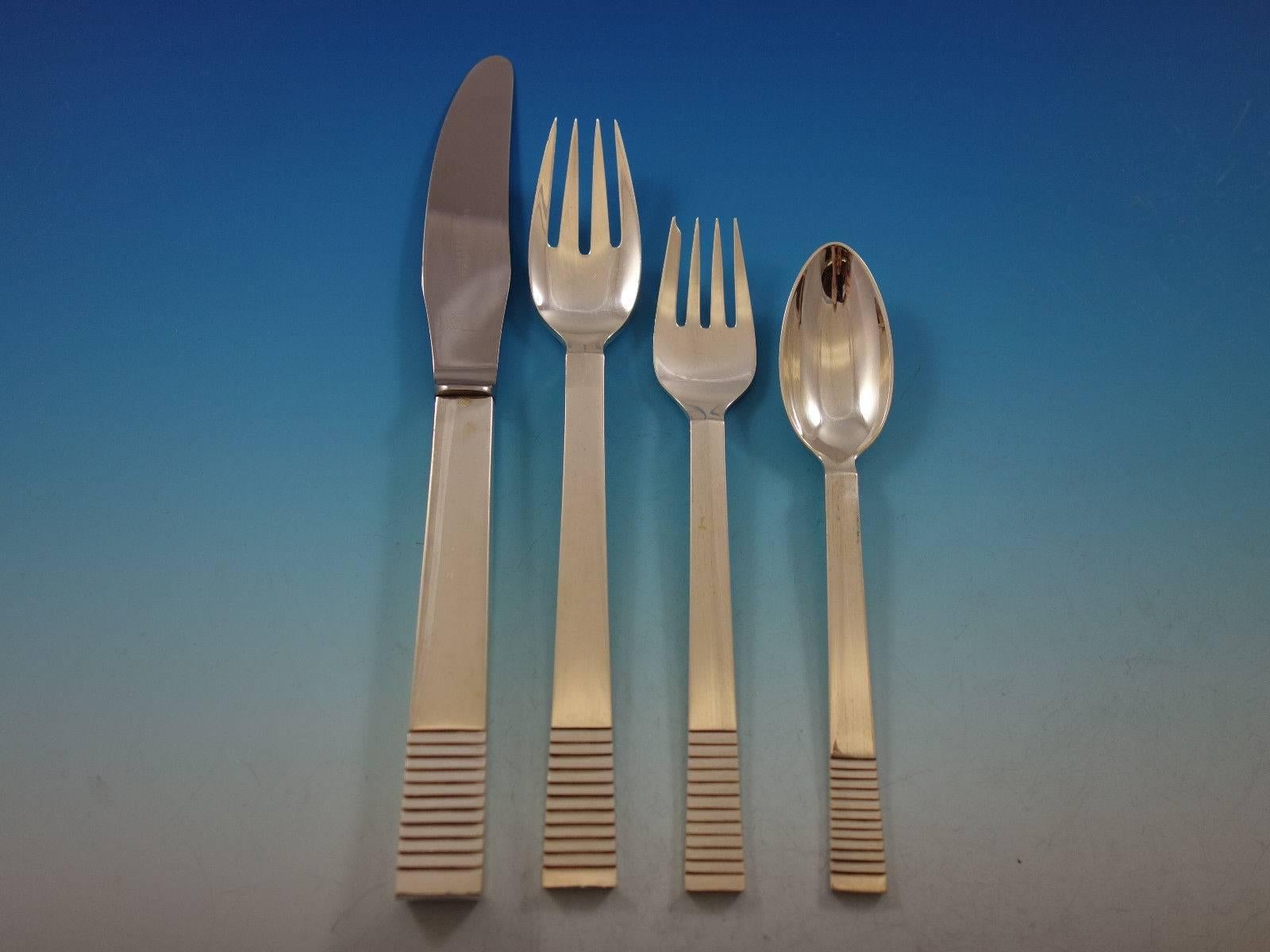 Parallel by Georg Jensen Sterling Silver Flatware Set 12 Service 72 Pcs Dinner In Excellent Condition In Big Bend, WI
