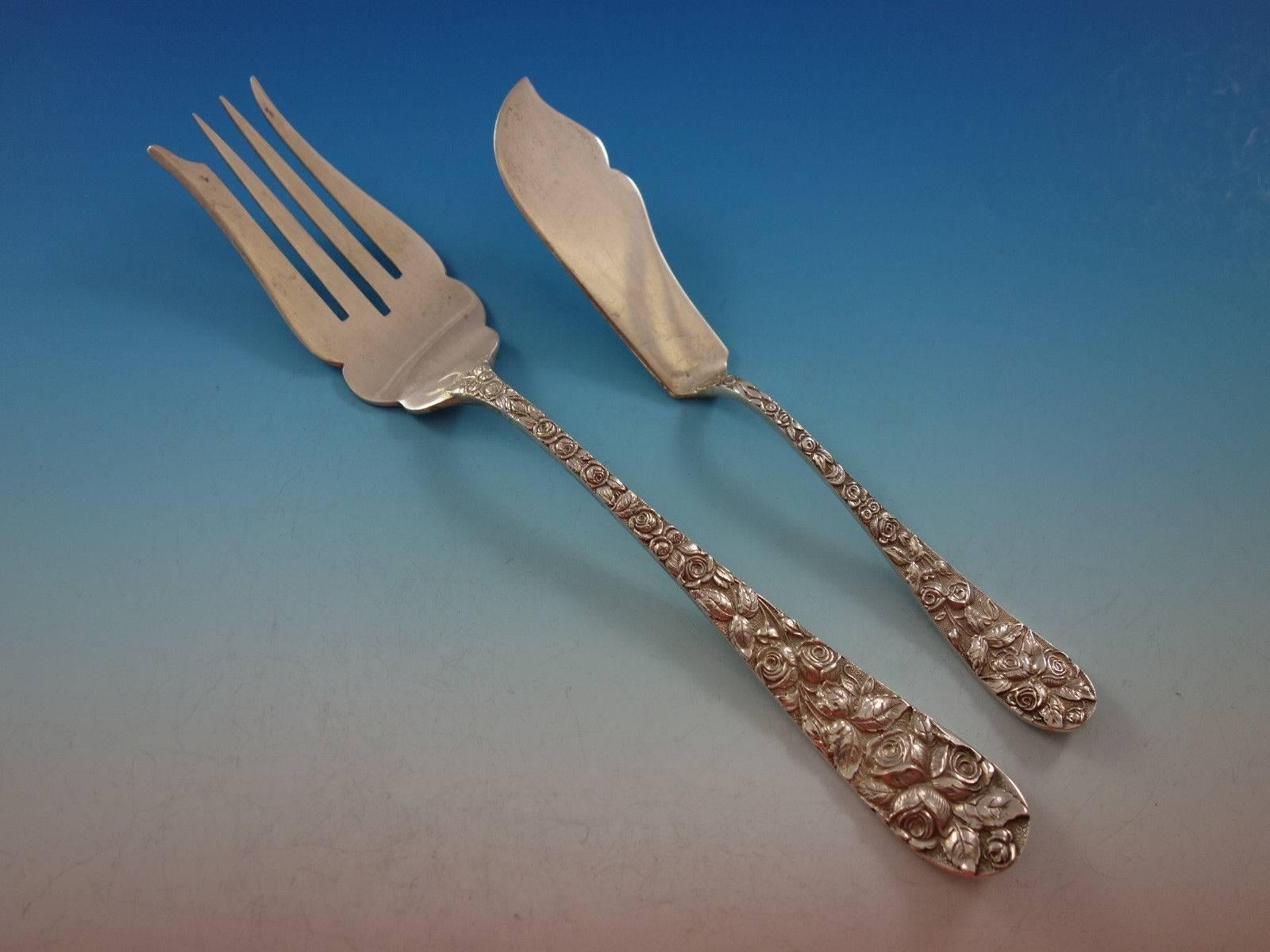 20th Century Baltimore Rose by Schofield Sterling Silver Flatware 12 Set Service 84 Pieces