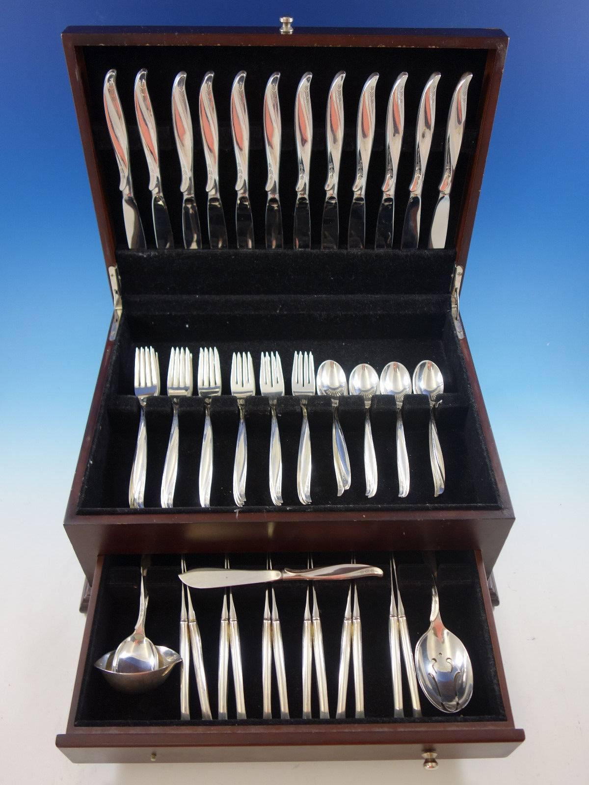 Pine Spray by International sterling silver Flatware set, 65 Pieces. This set includes: 

12 knives, 9 1/4