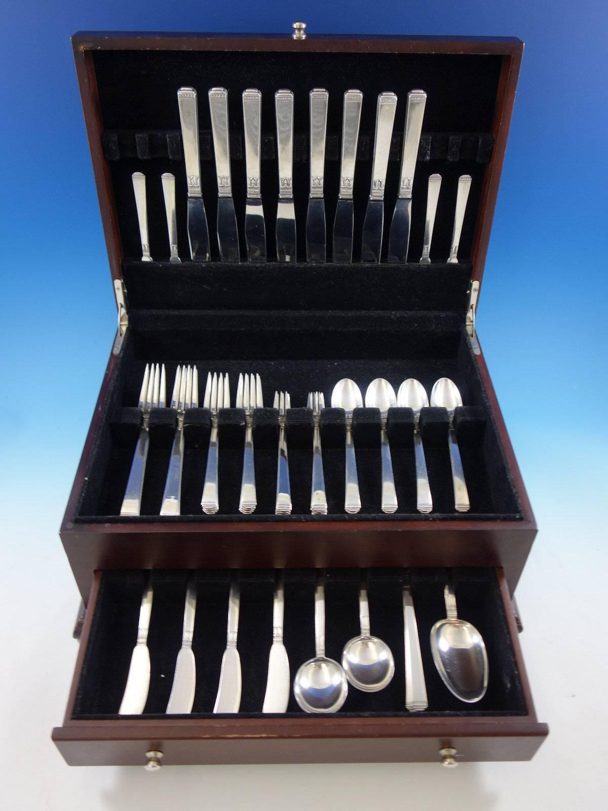 Regency by Lunt sterling silver flatware set, 57 Pieces. This set includes: Eight knives, 9