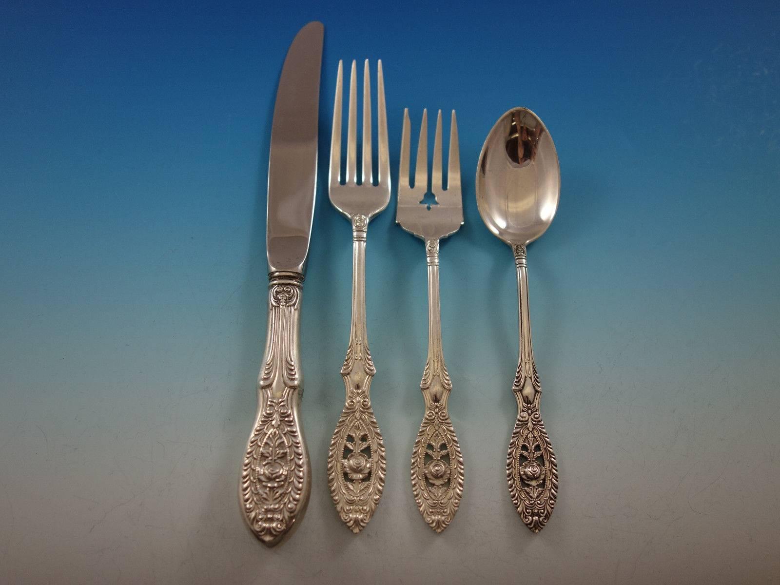 Valenciennes by Manchester Sterling Silver Flatware Set 8 Service 67 Pieces In Excellent Condition In Big Bend, WI