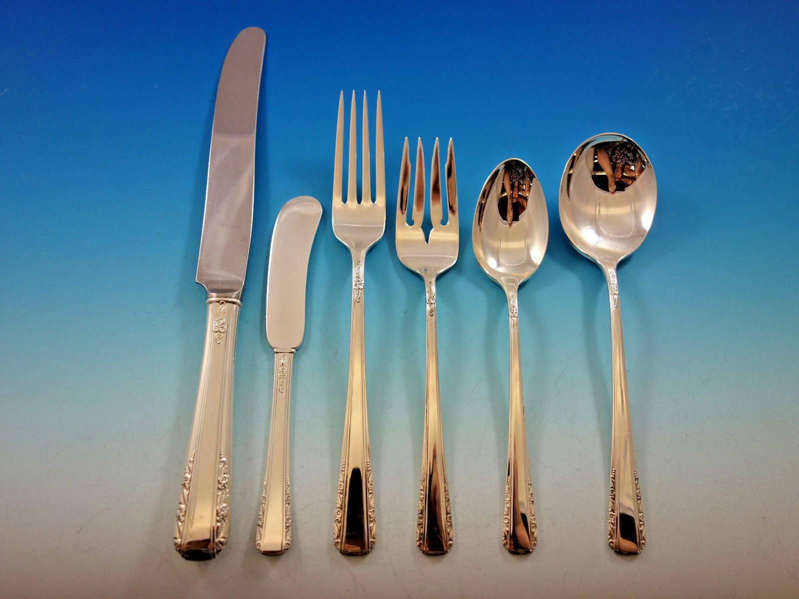 Courtship by International Sterling Silver Flatware Set for 12 Service 77 pieces In Excellent Condition For Sale In Big Bend, WI