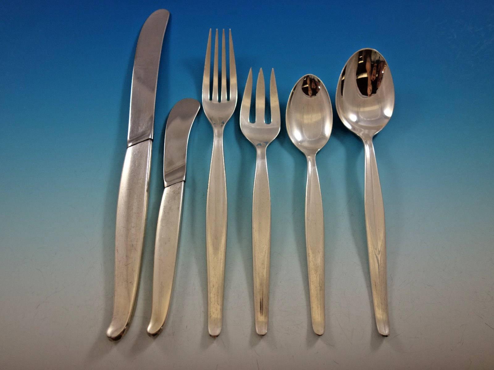 20th Century Contour by Towle Sterling Silver Flatware Set Service Mid-Century Modern 80 Pcs For Sale