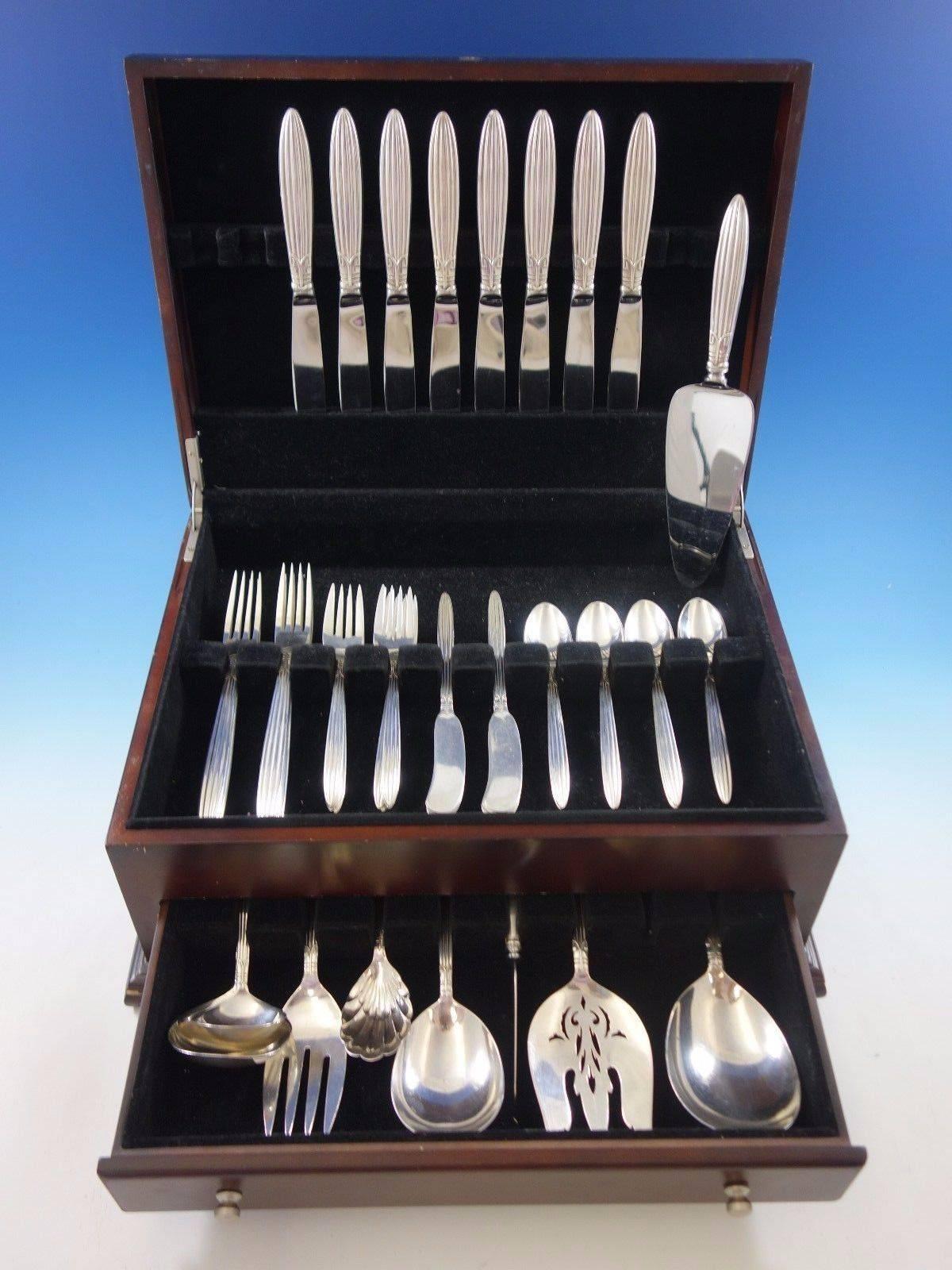 Jubilee by Reed and Barton sterling silver dinner size flatware set, 49 pieces. eight dinner size knives, 9 1/2