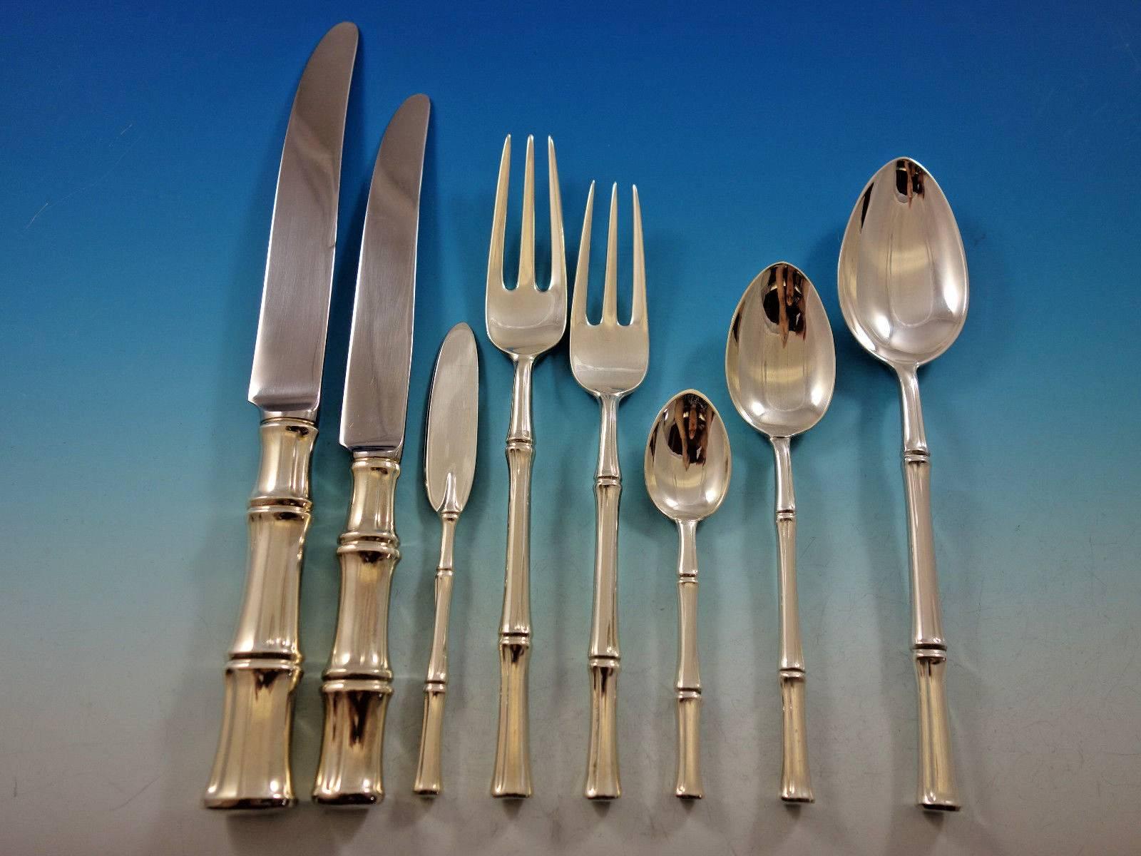 Bamboo by Tiffany and Co Sterling Silver Flatware Set for 8 Service 57 Pieces In Excellent Condition In Big Bend, WI