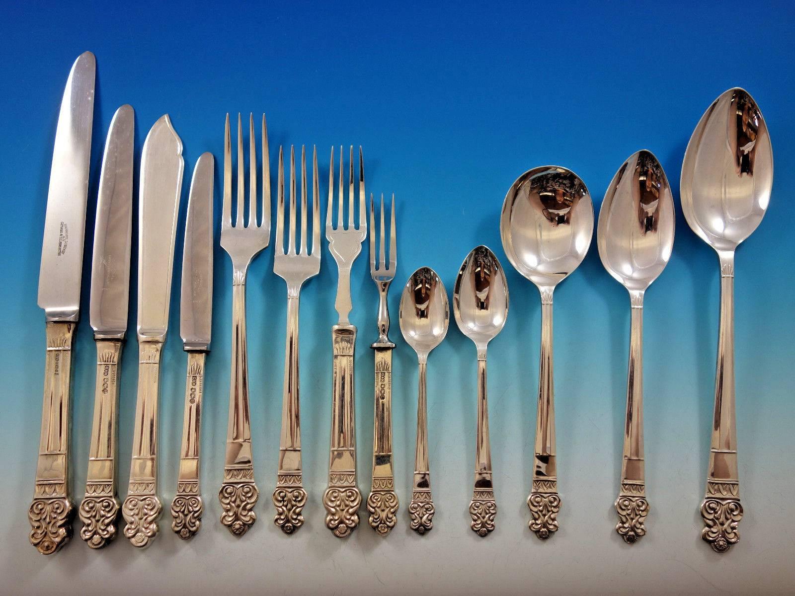 Elizabethan by Gee Holmes English Sterling Silver Flatware Set Service 164 Pcs In Excellent Condition For Sale In Big Bend, WI