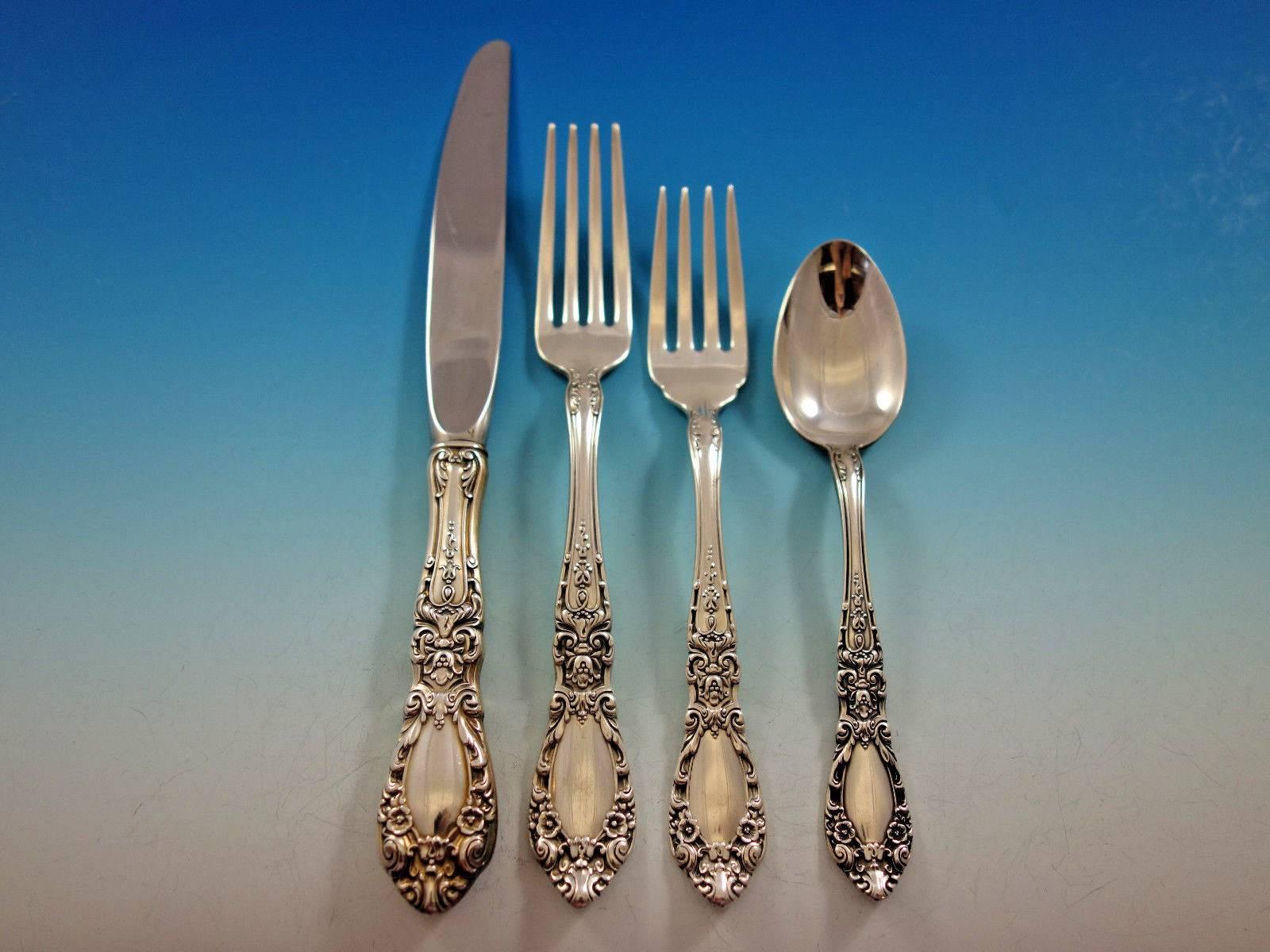 Ensemble de couverts en argent sterling pour 8 personnes 32 pièces Prince Eugene par Alvin Excellent état - En vente à Big Bend, WI