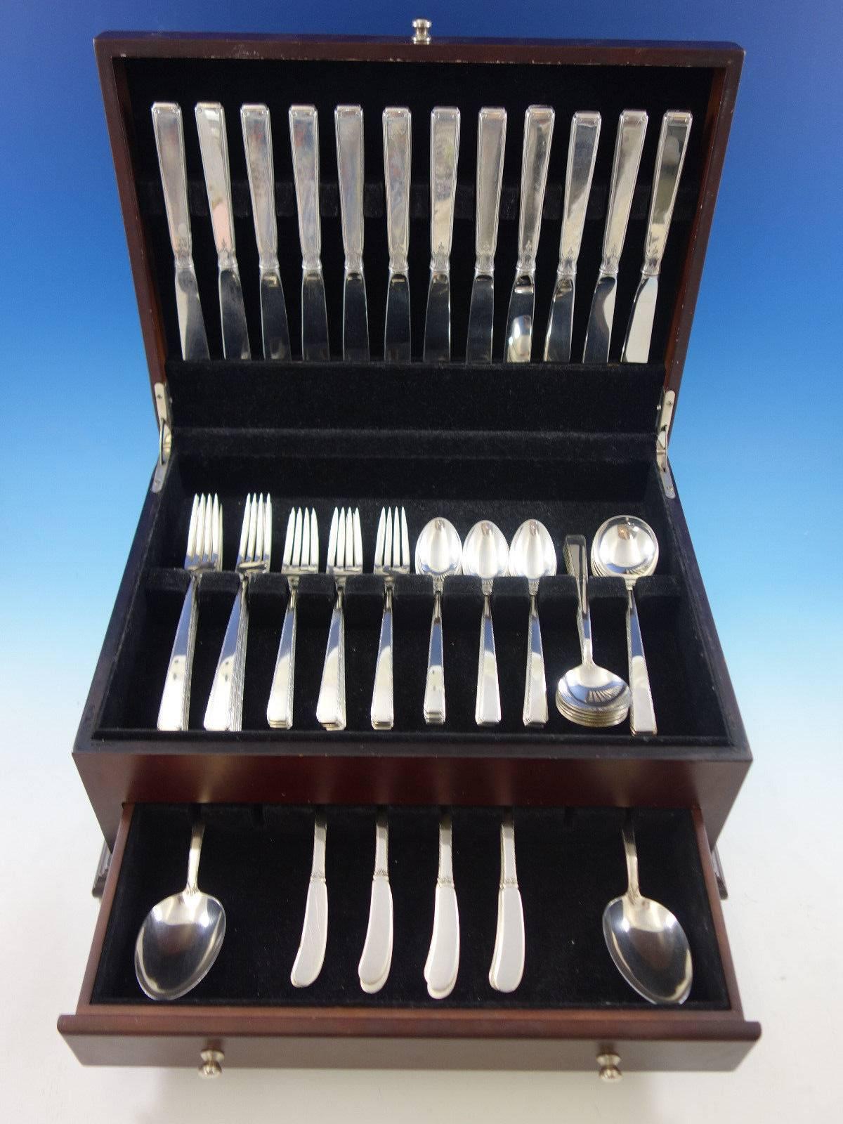 Old Lace by Towle sterling silver flatware set of 74 pieces. This set includes: 

12 knives, 9