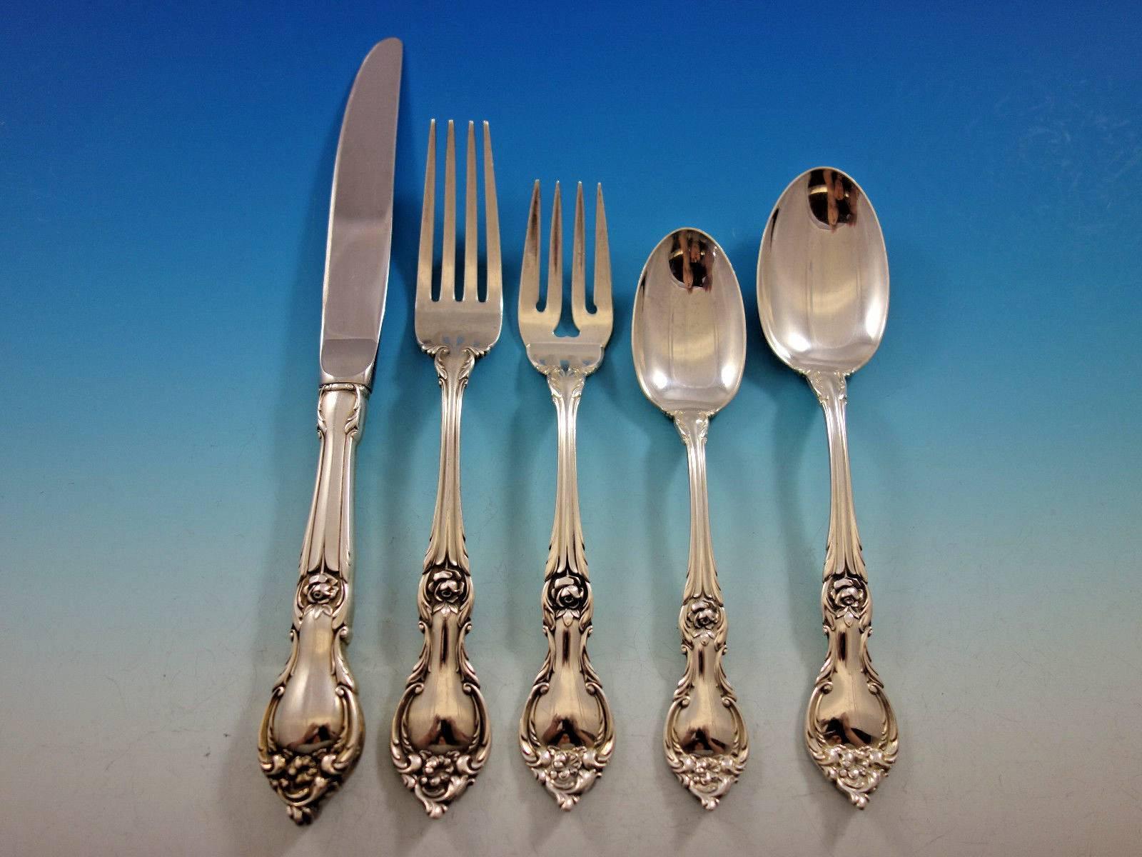 Alexandra by Lunt Sterling Silver Flatware Set for 12 Service 60 Pieces In Excellent Condition In Big Bend, WI