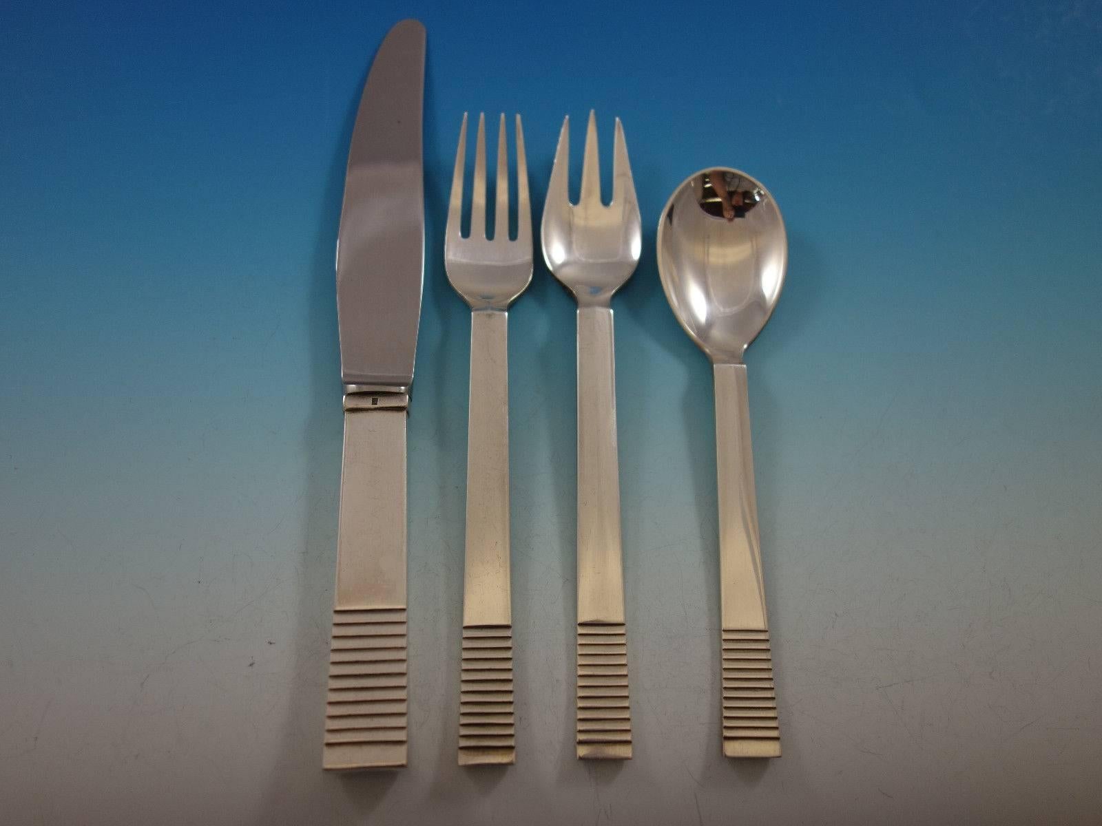 Parallel by Georg Jensen Sterling Silver Flatware Set for 12 Service 141 Pieces In Excellent Condition In Big Bend, WI