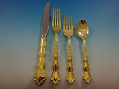 Tara Gold by Reed and Barton Sterling Silver Flatware Set Service Vermeil 48 Pcs
