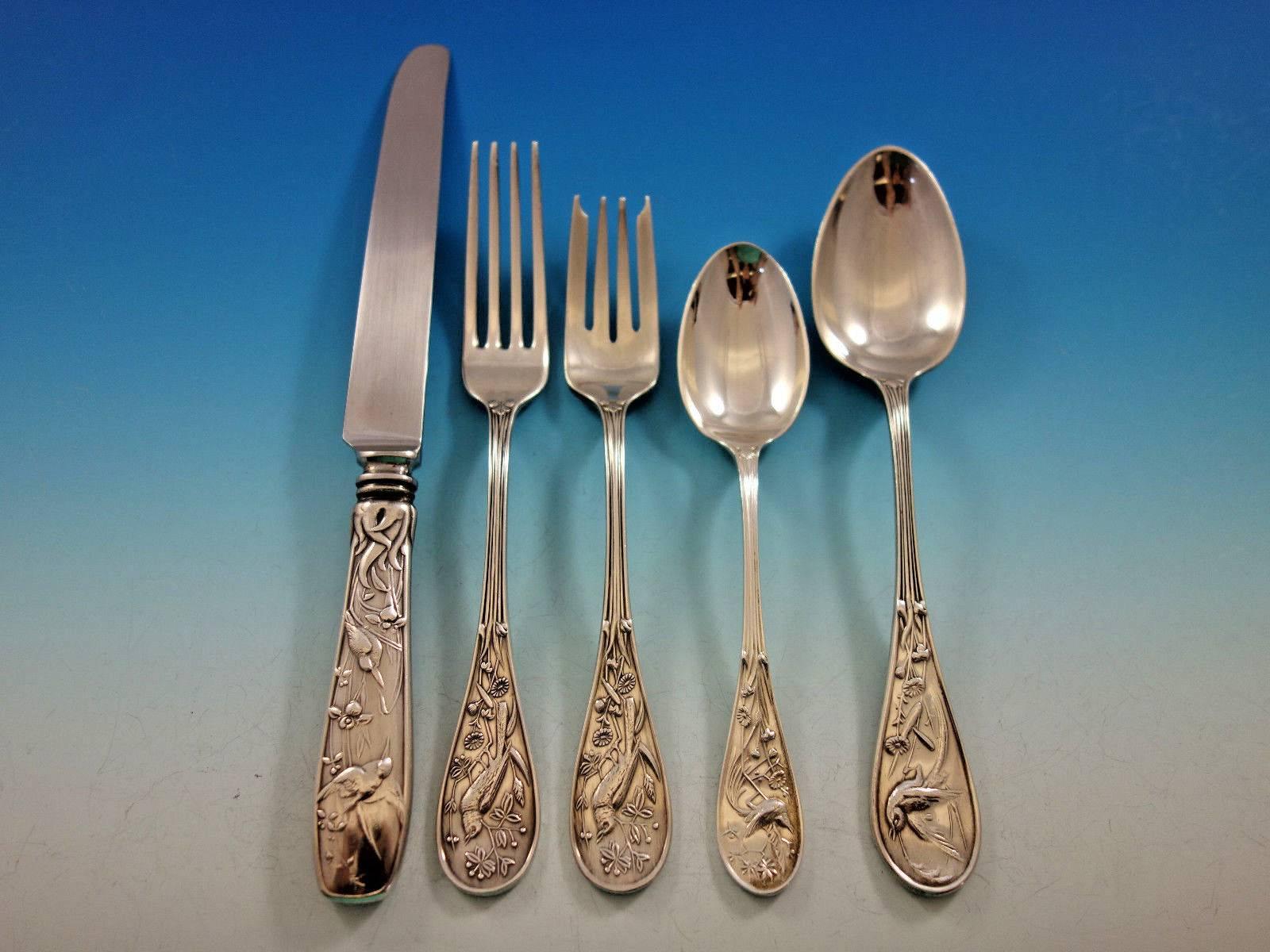 Audubon by Tiffany & Co. sterling silver flatware set of 20 pieces with wonderful pattern detail. Great starter set! This set includes: Four knives, 9 1/4