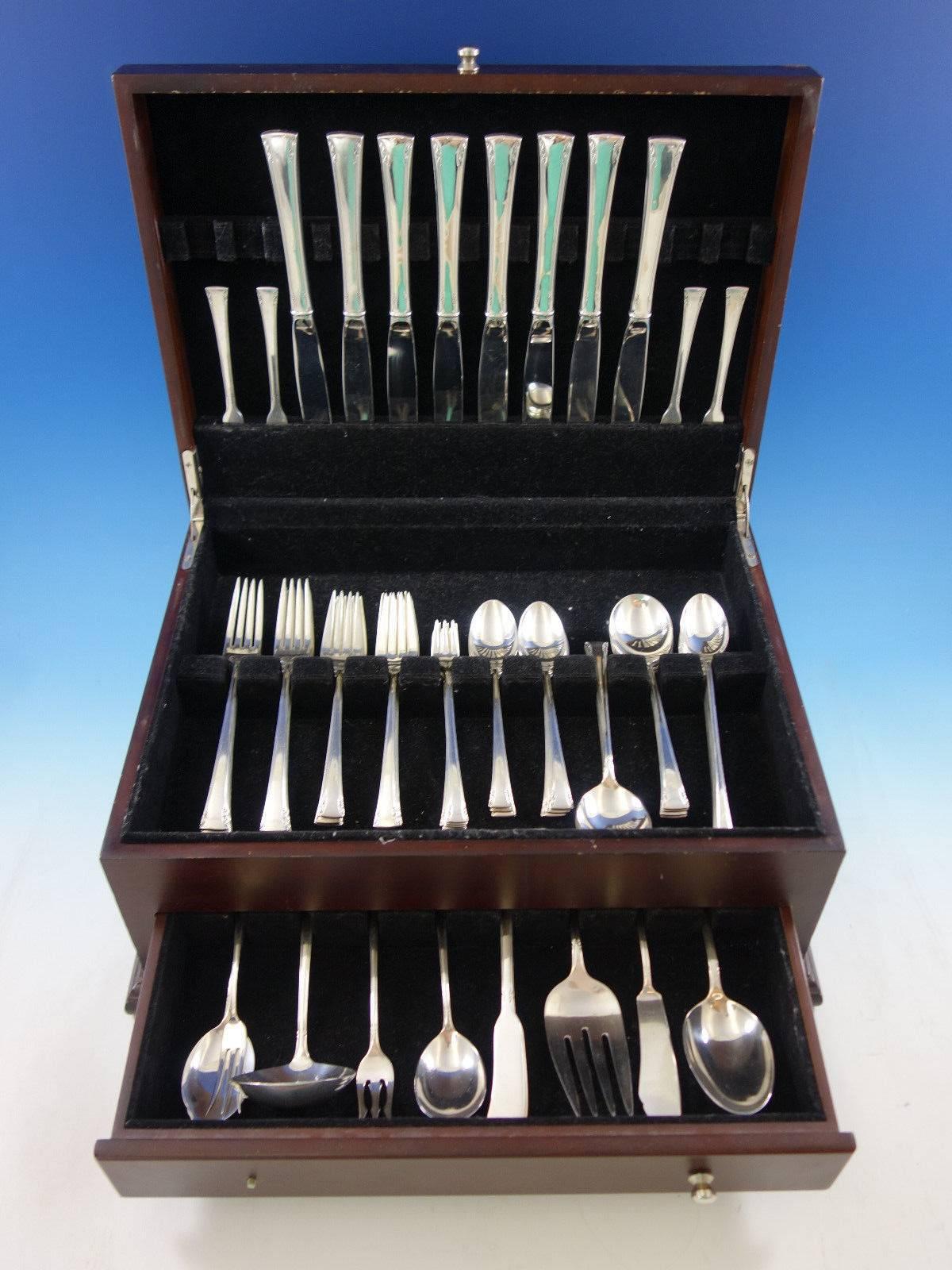 Serenity by International sterling silver flatware set, 72 pieces. This set includes: 

Eight knives, 9 1/4