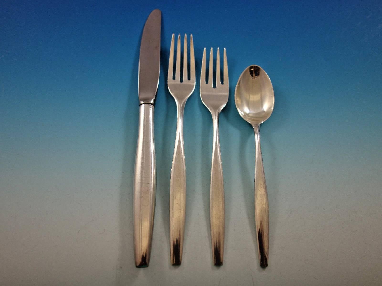 Signet by Kirk Sterling Silver Flatware Set Service 55 Pcs, Mid-Century Modern In Excellent Condition For Sale In Big Bend, WI