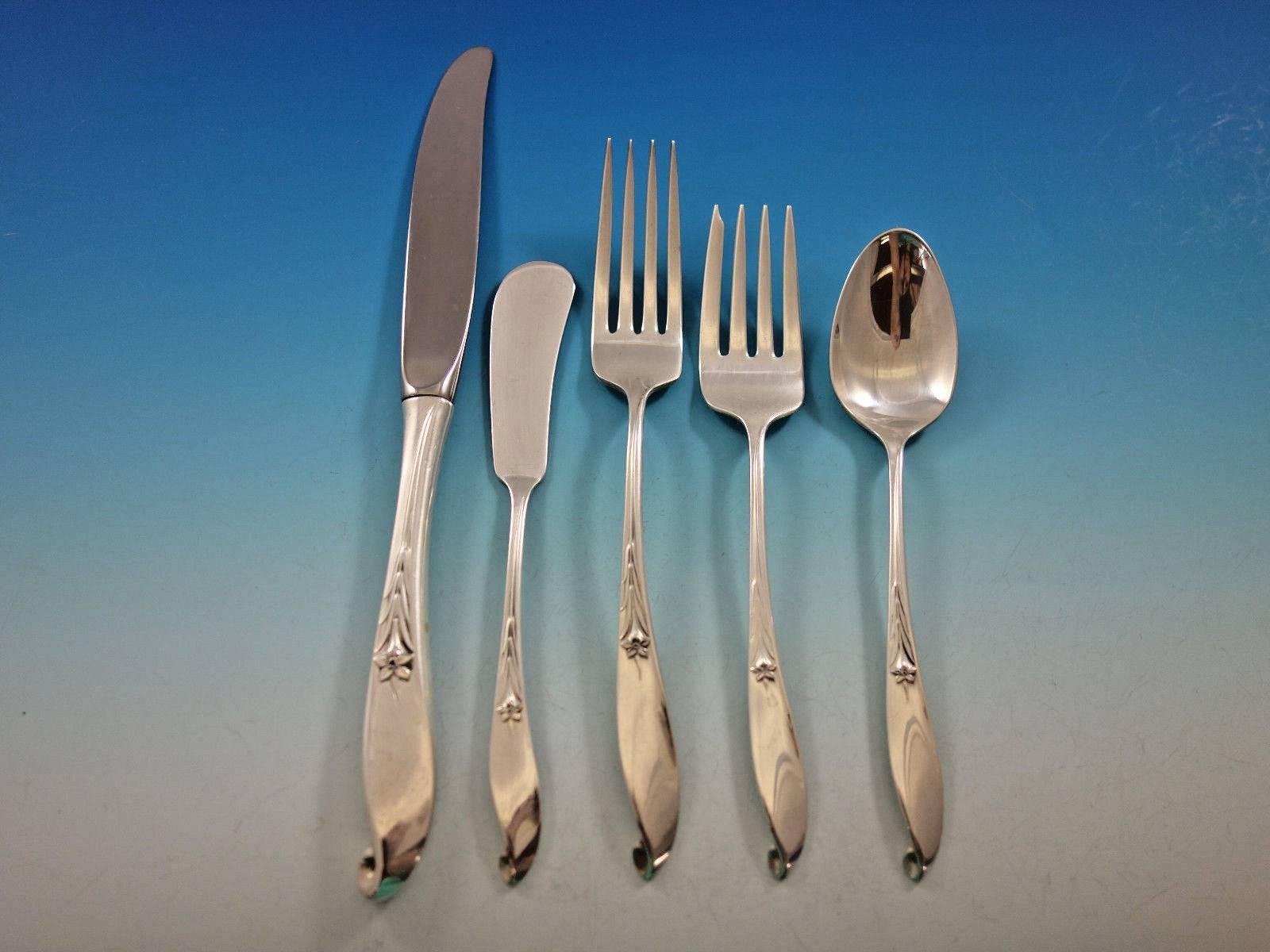 20th Century Wishing Star by Wallace Sterling Silver Flatware Set for 8 Service 44 Pieces For Sale