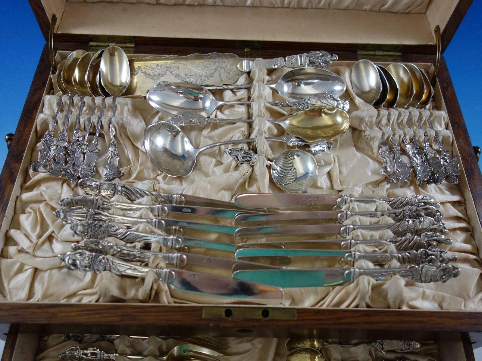 Nuremberg by Gorham Sterling Silver Flatware Set Service 55 Pcs, circa 1880s In Excellent Condition In Big Bend, WI